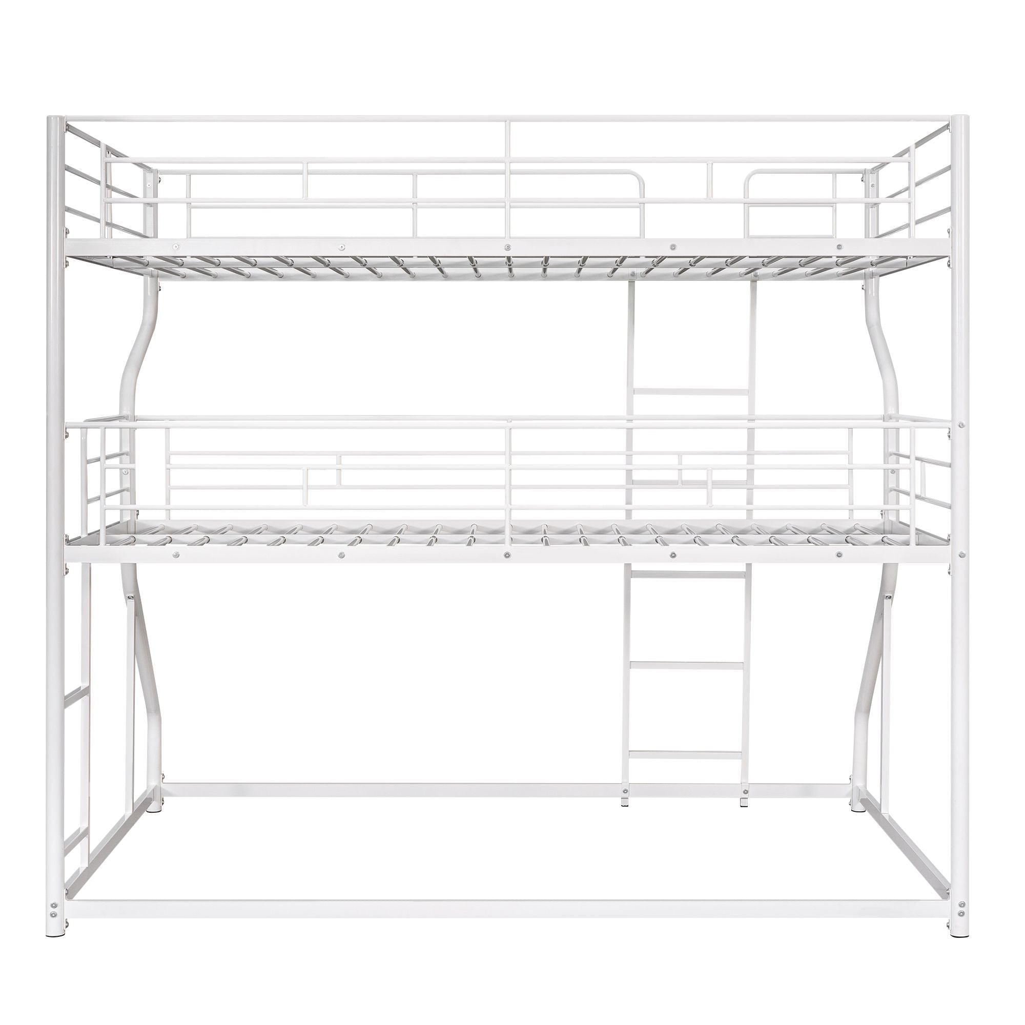 Space-Saving Full XL/Twin XL/Queen Metal Triple Bunk Bed with Dual Ladders, Black or White | Just Better Bunk Beds