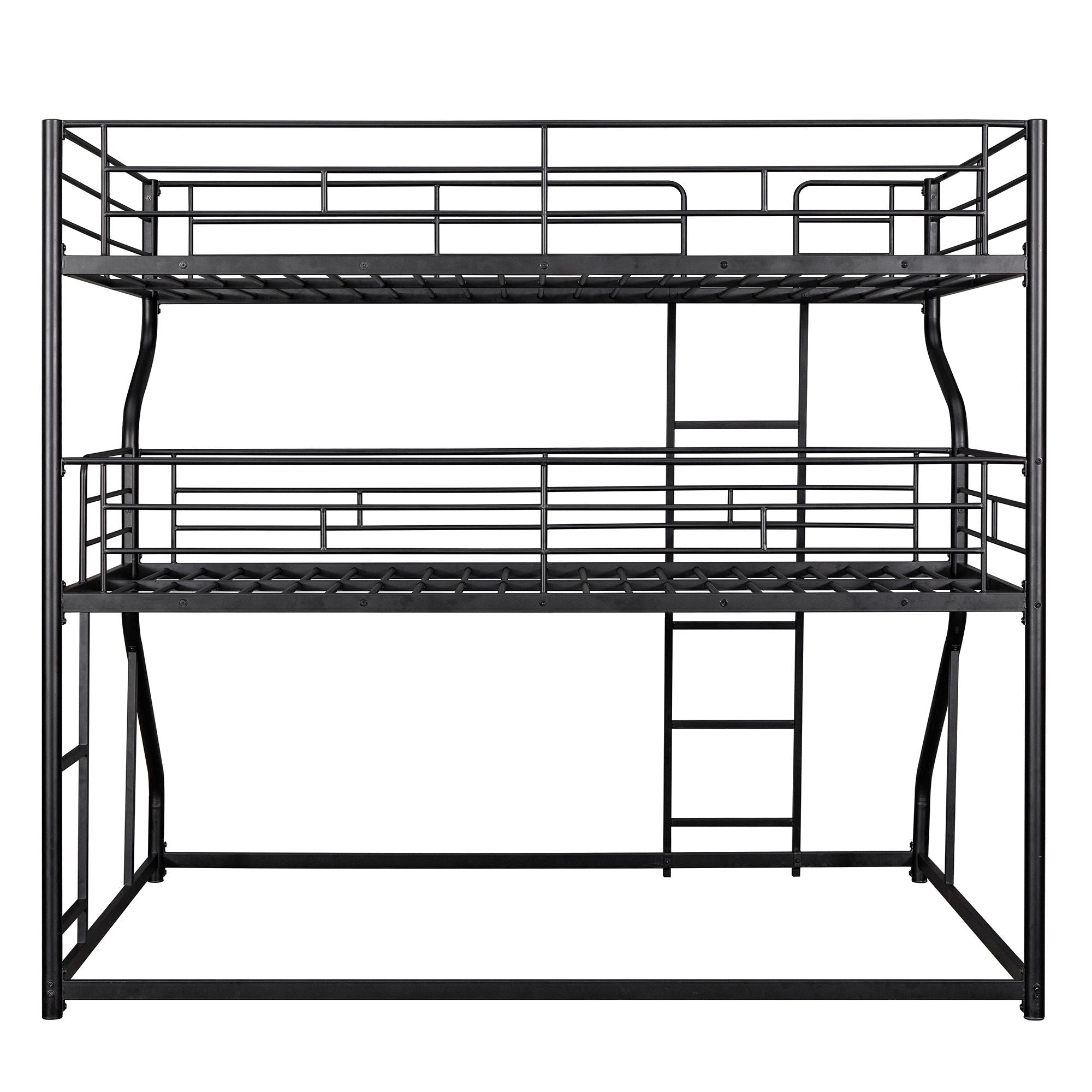 Space-Saving Full XL/Twin XL/Queen Metal Triple Bunk Bed with Dual Ladders, Black or White | Just Better Bunk Beds