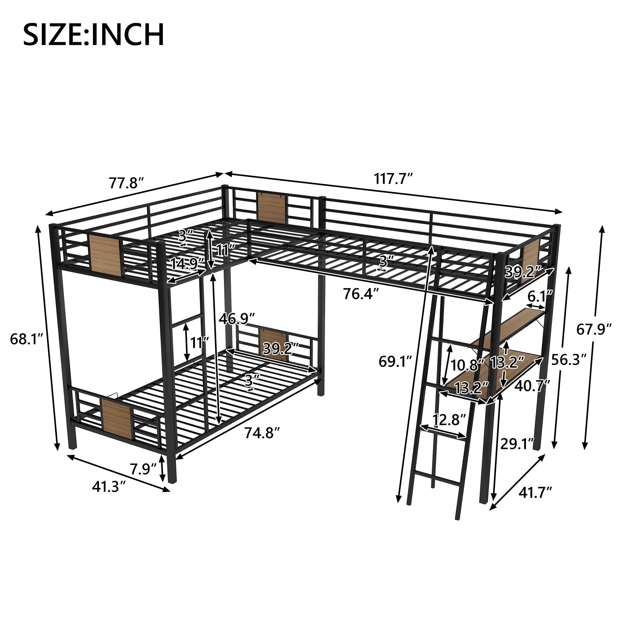 Twin Over Twin Metal Bunk Bed for Kids, ASTM Certified with Guardrails | Just Better Bunk Beds