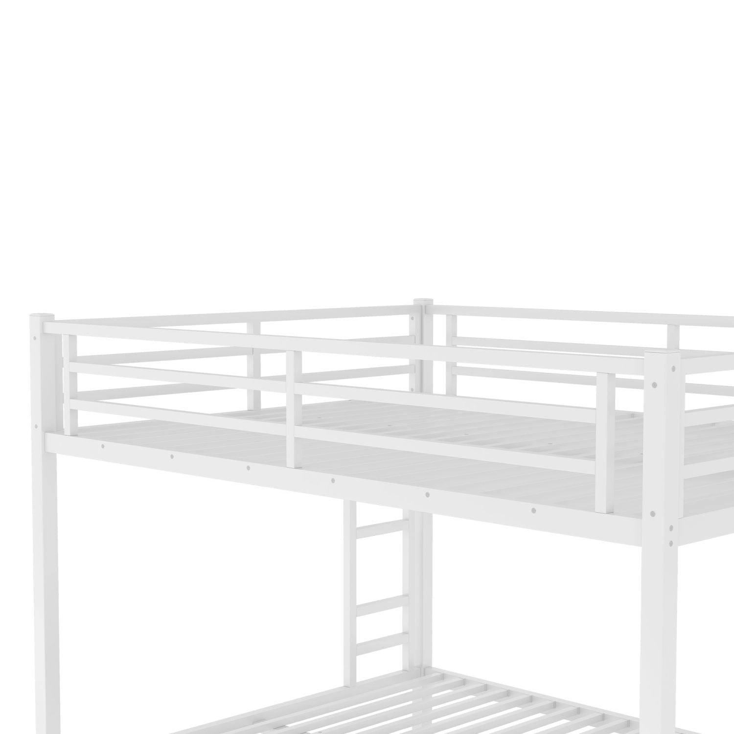 Space-Saving Queen Over Queen Metal Bunk Bed with Noise Reduction, No Box Spring Needed, White | Just Better Bunk Beds