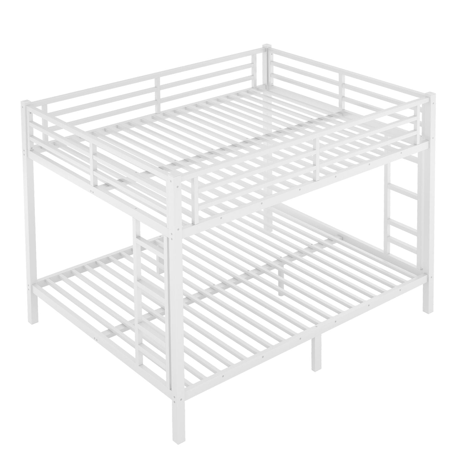 Space-Saving Queen Over Queen Metal Bunk Bed with Noise Reduction, No Box Spring Needed, White | Just Better Bunk Beds