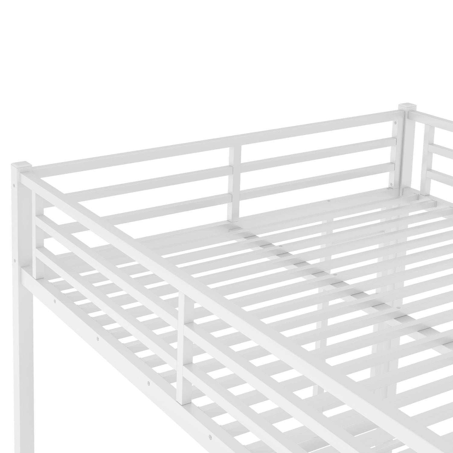 Space-Saving Queen Over Queen Metal Bunk Bed with Noise Reduction, No Box Spring Needed, White | Just Better Bunk Beds