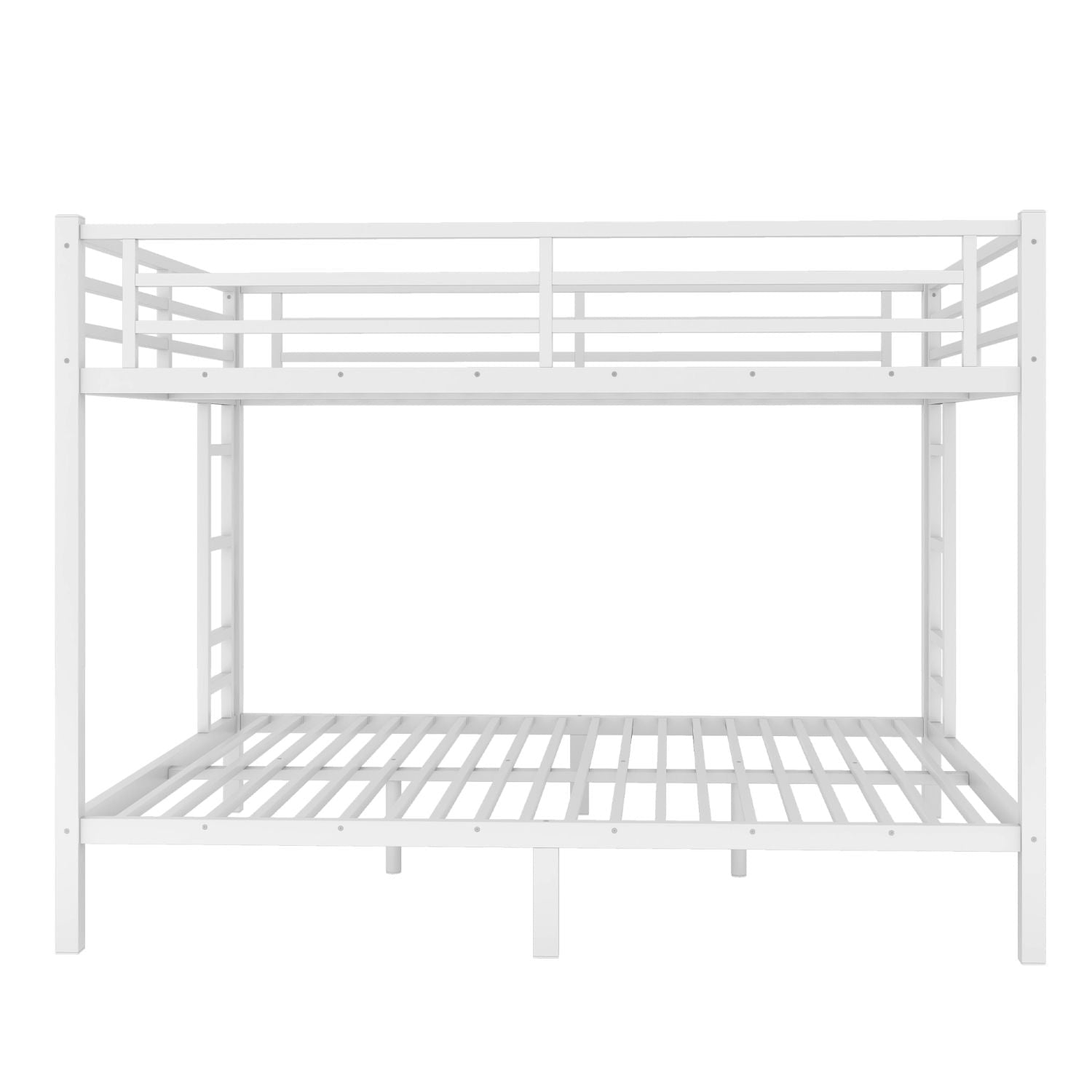 Space-Saving Queen Over Queen Metal Bunk Bed with Noise Reduction, No Box Spring Needed, White | Just Better Bunk Beds