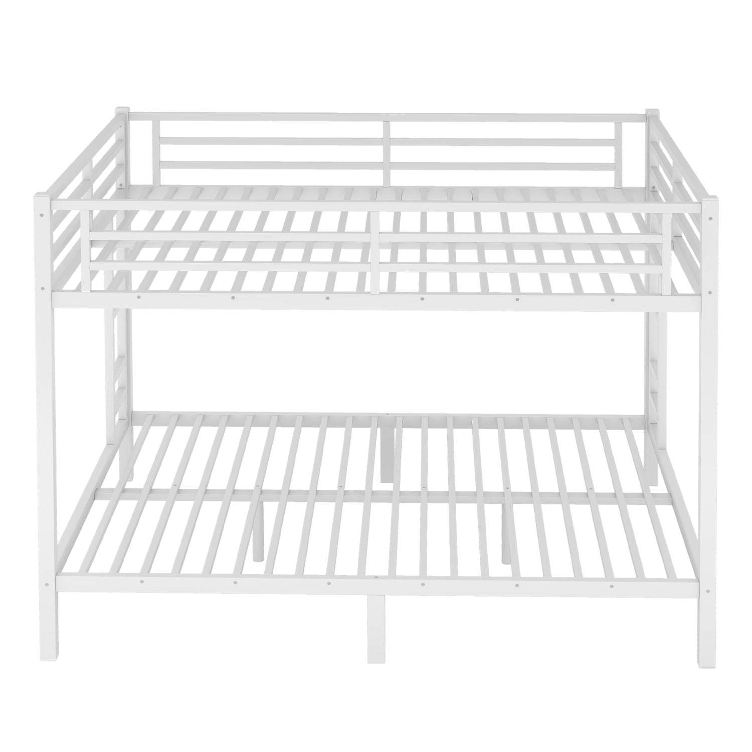 Space-Saving Queen Over Queen Metal Bunk Bed with Noise Reduction, No Box Spring Needed, White | Just Better Bunk Beds