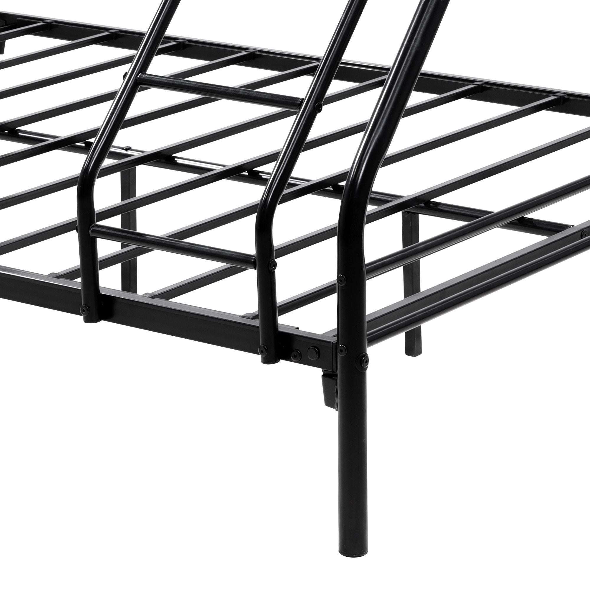 Space-Saving Twin Over Full Metal Bunk Bed with Enhanced Guardrail and Easy Assembly, Black | Just Better Bunk Beds
