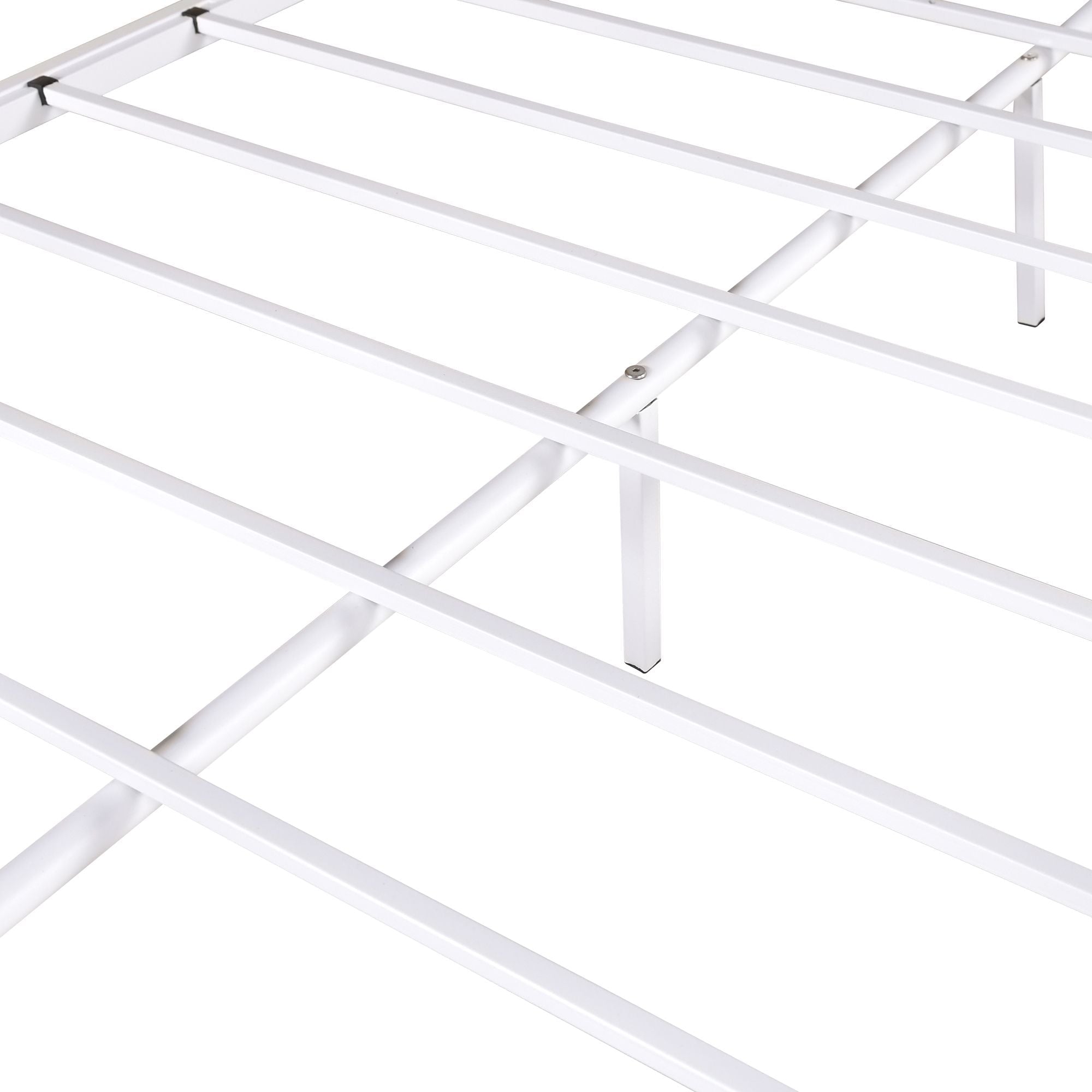 Space-Saving Twin Over Full Metal Bunk Bed with Enhanced Guardrail, White | Just Better Bunk Beds