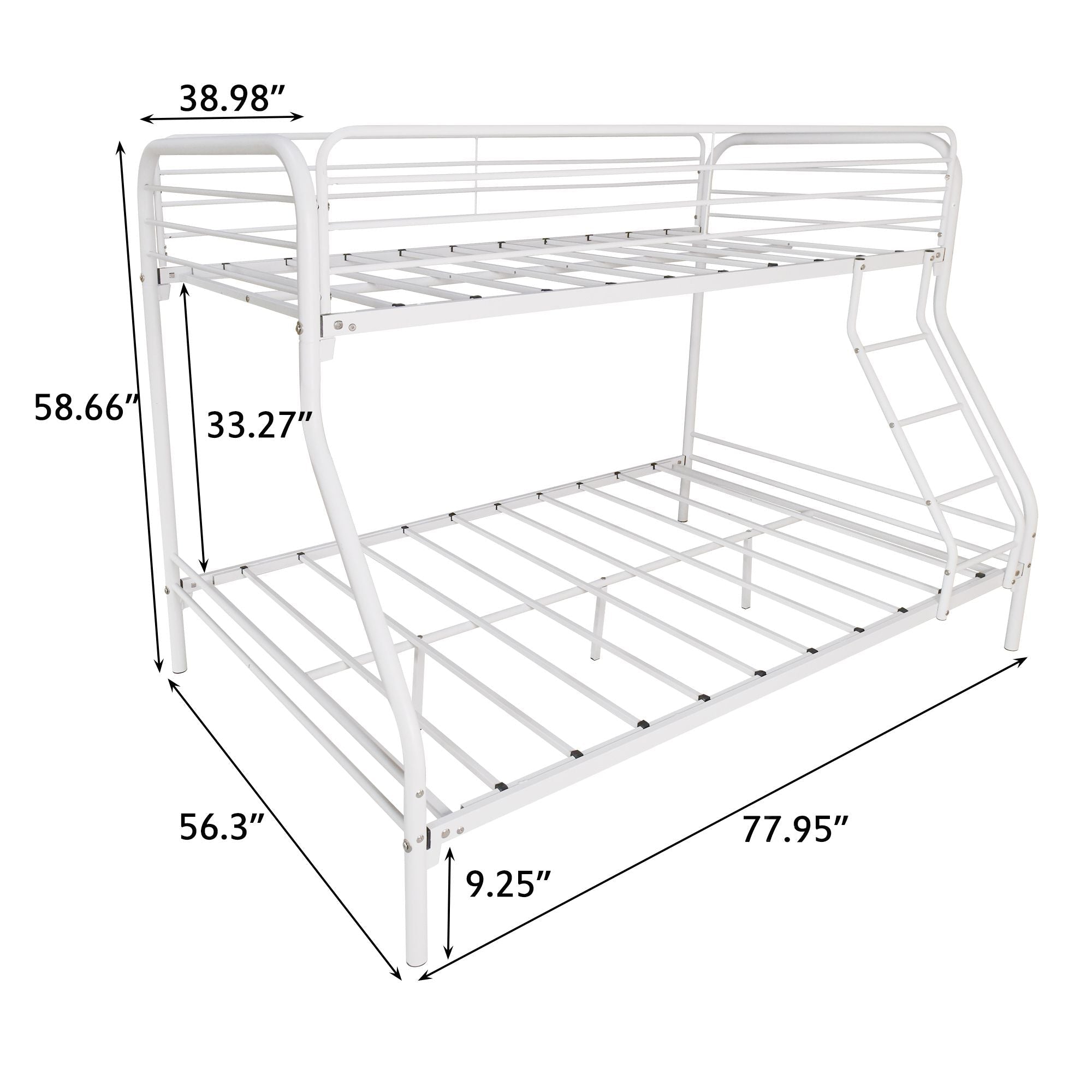 Space-Saving Twin Over Full Metal Bunk Bed with Enhanced Guardrail, White | Just Better Bunk Beds