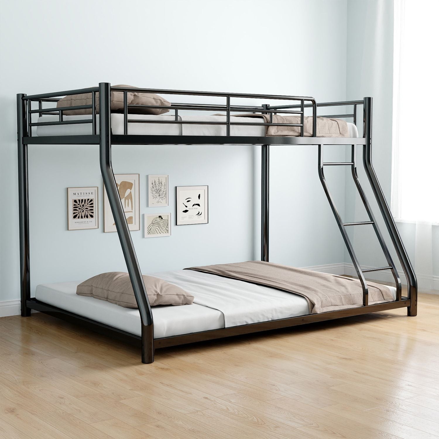 Twin Over Full Metal Bunk Bed with Guardrails and Ladder | Just Better Bunk Beds