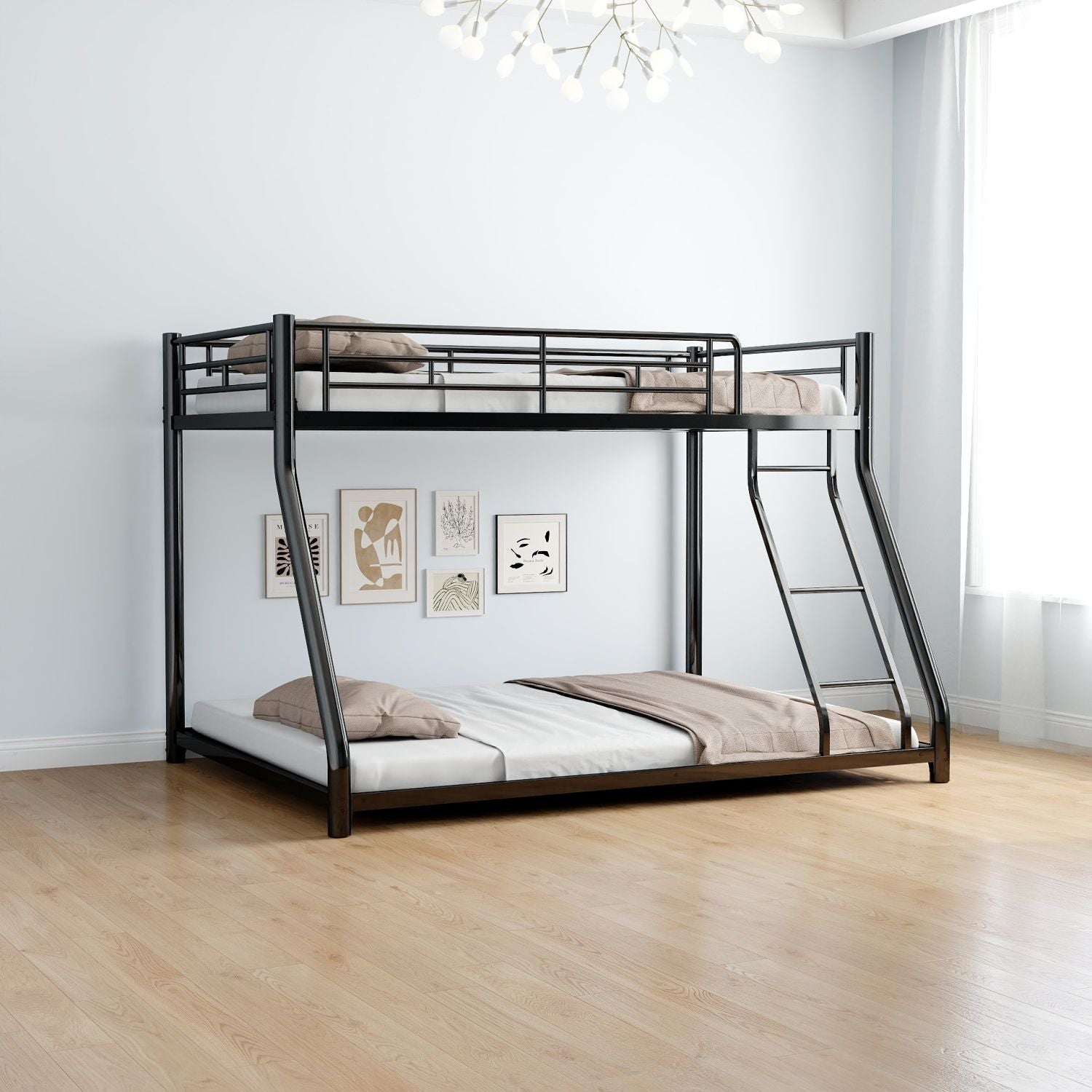 Twin Over Full Metal Bunk Bed with Guardrails and Ladder | Just Better Bunk Beds