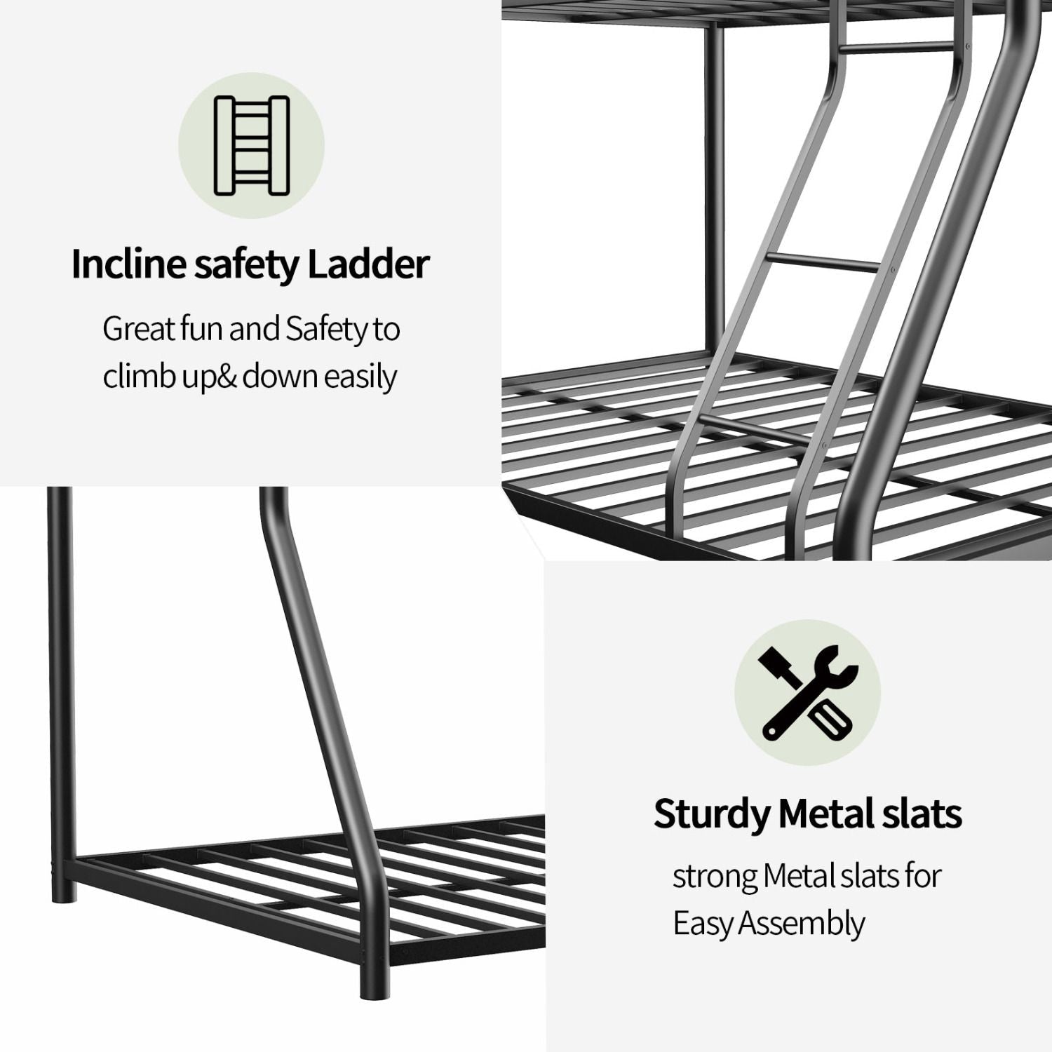 Twin Over Full Metal Bunk Bed with Guardrails and Ladder | Just Better Bunk Beds