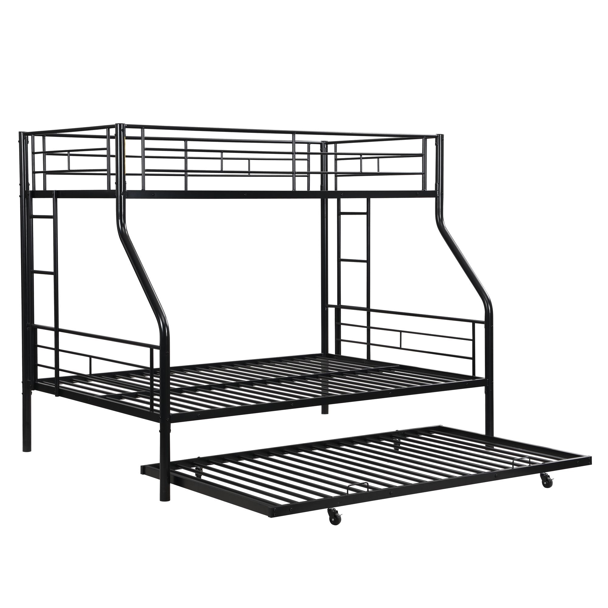Space-Saving Twin Over Full Metal Bunk Bed with Trundle No Box Spring Needed Easy Assembly | Just Better Bunk Beds