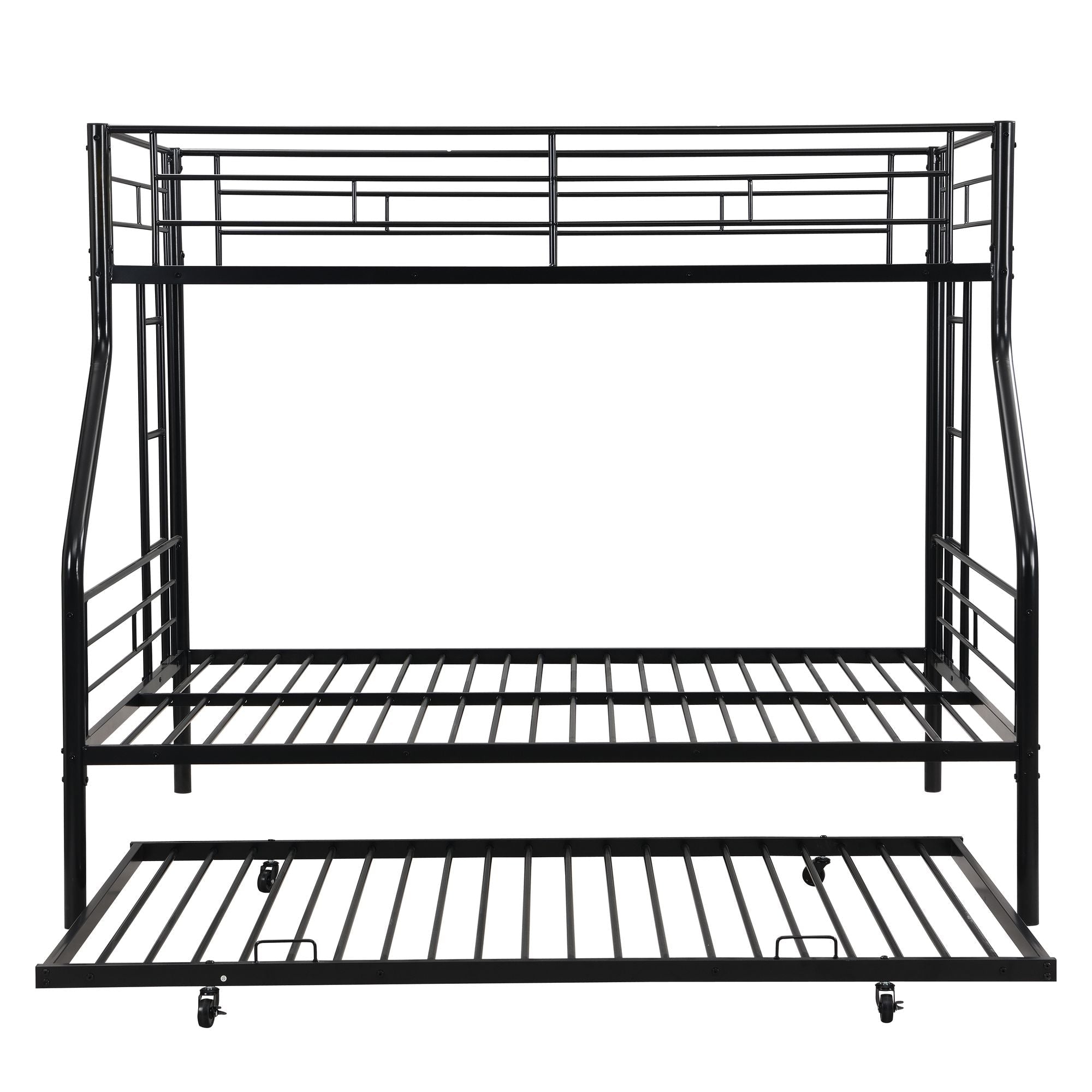 Space-Saving Twin Over Full Metal Bunk Bed with Trundle No Box Spring Needed Easy Assembly | Just Better Bunk Beds