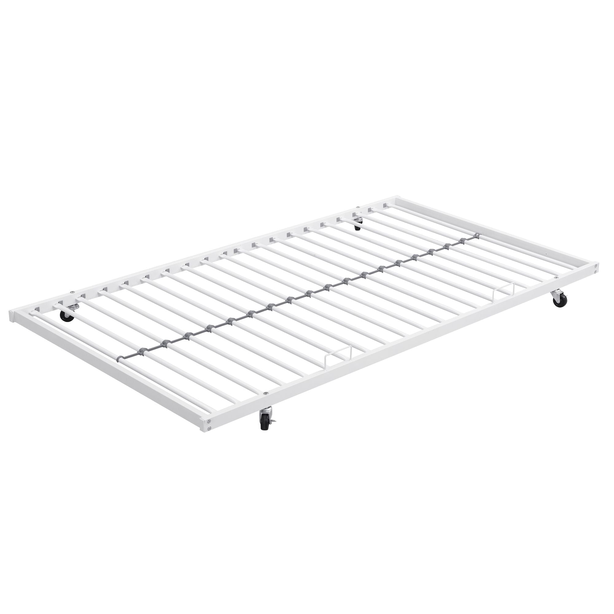 Space-Saving Twin Over Full Metal Bunk Bed with Trundle, Side Ladder, Full Guardrails, Large Storage | Just Better Bunk Beds