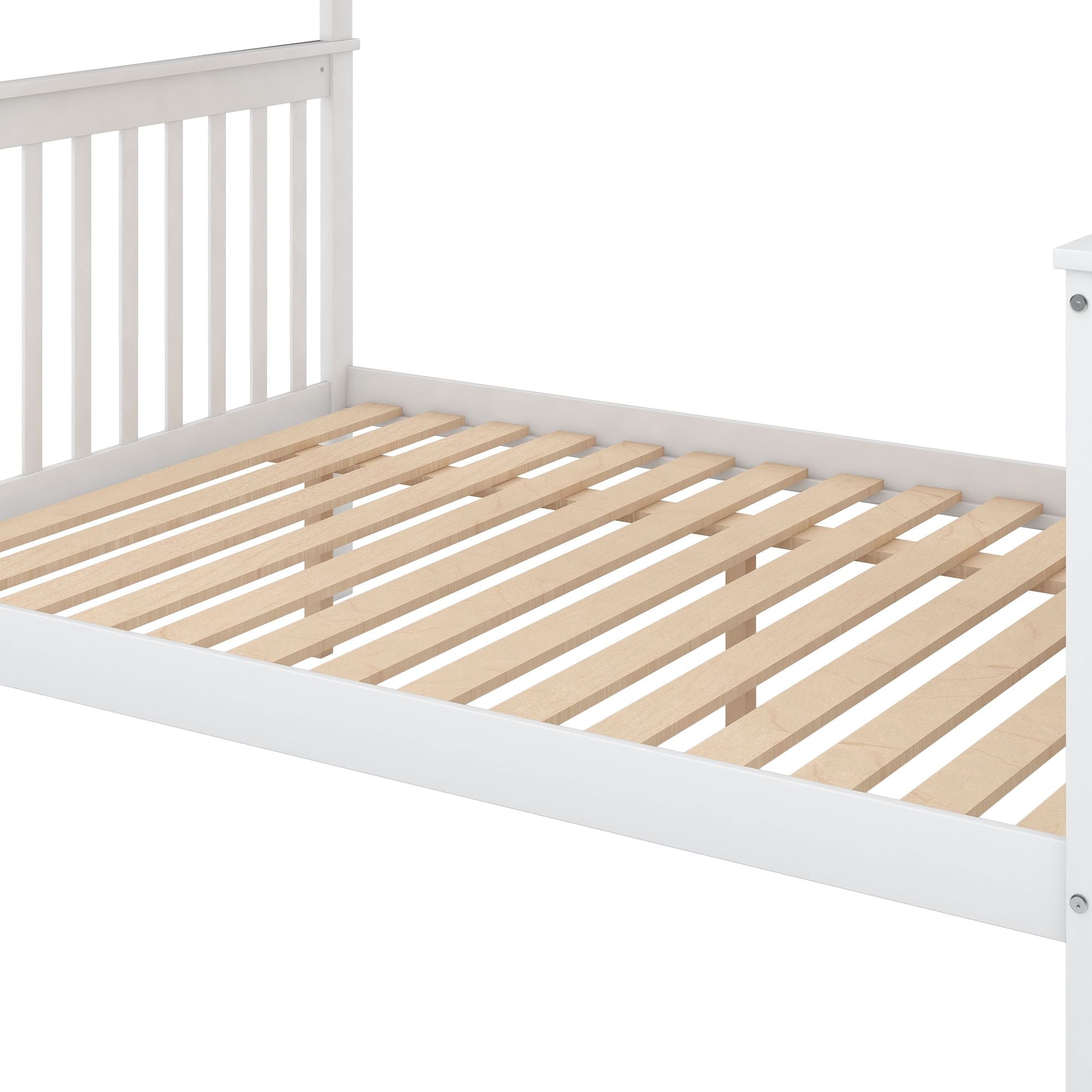 Space-Saving Twin over Full Wood Bunk Bed with Stairway Storage Drawers in Gray or White | Just Better Bunk Beds