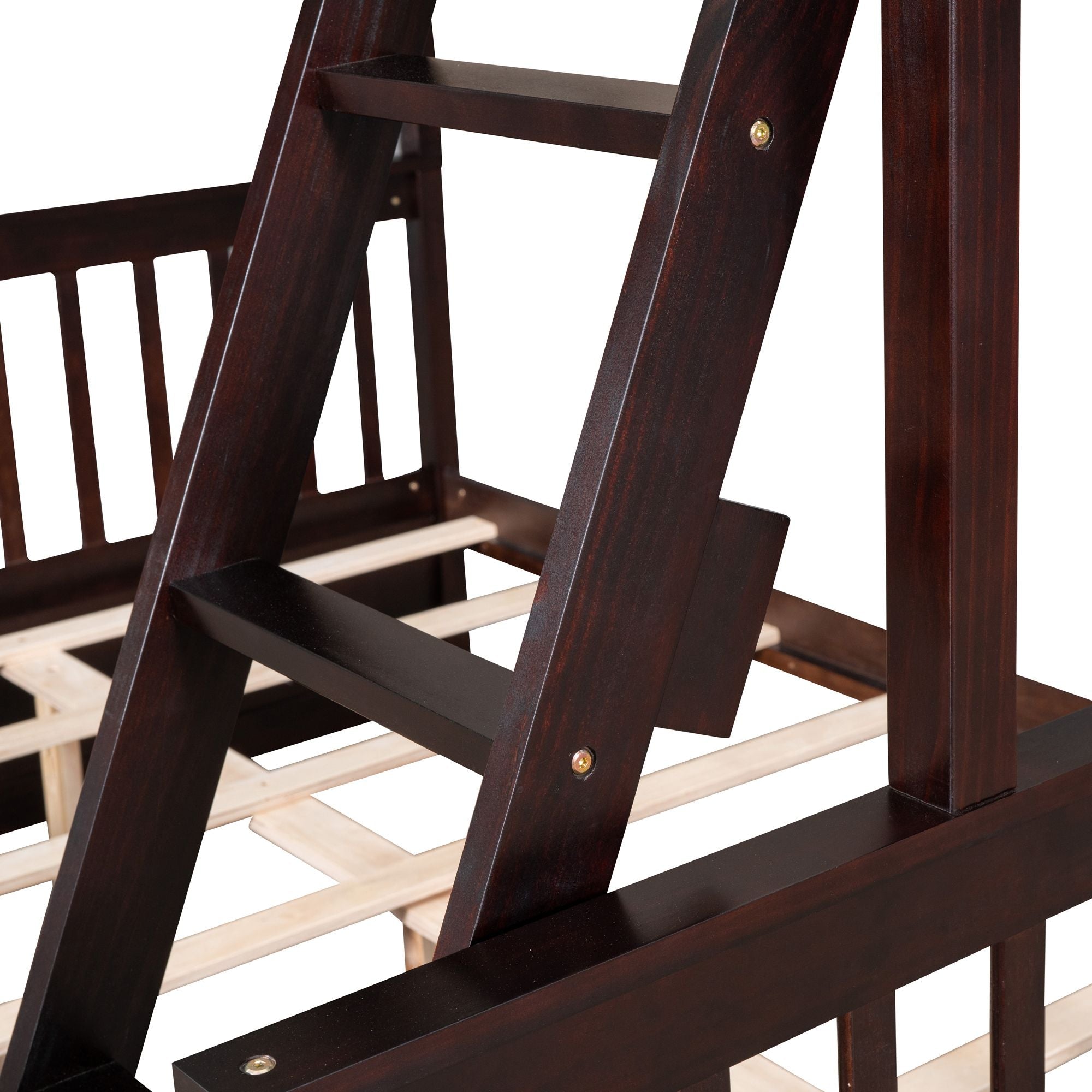 Space-Saving Twin Over Full Wood Bunk Bed with Two Storage Drawers and Ladders, Multiple Colors | Just Better Bunk Beds
