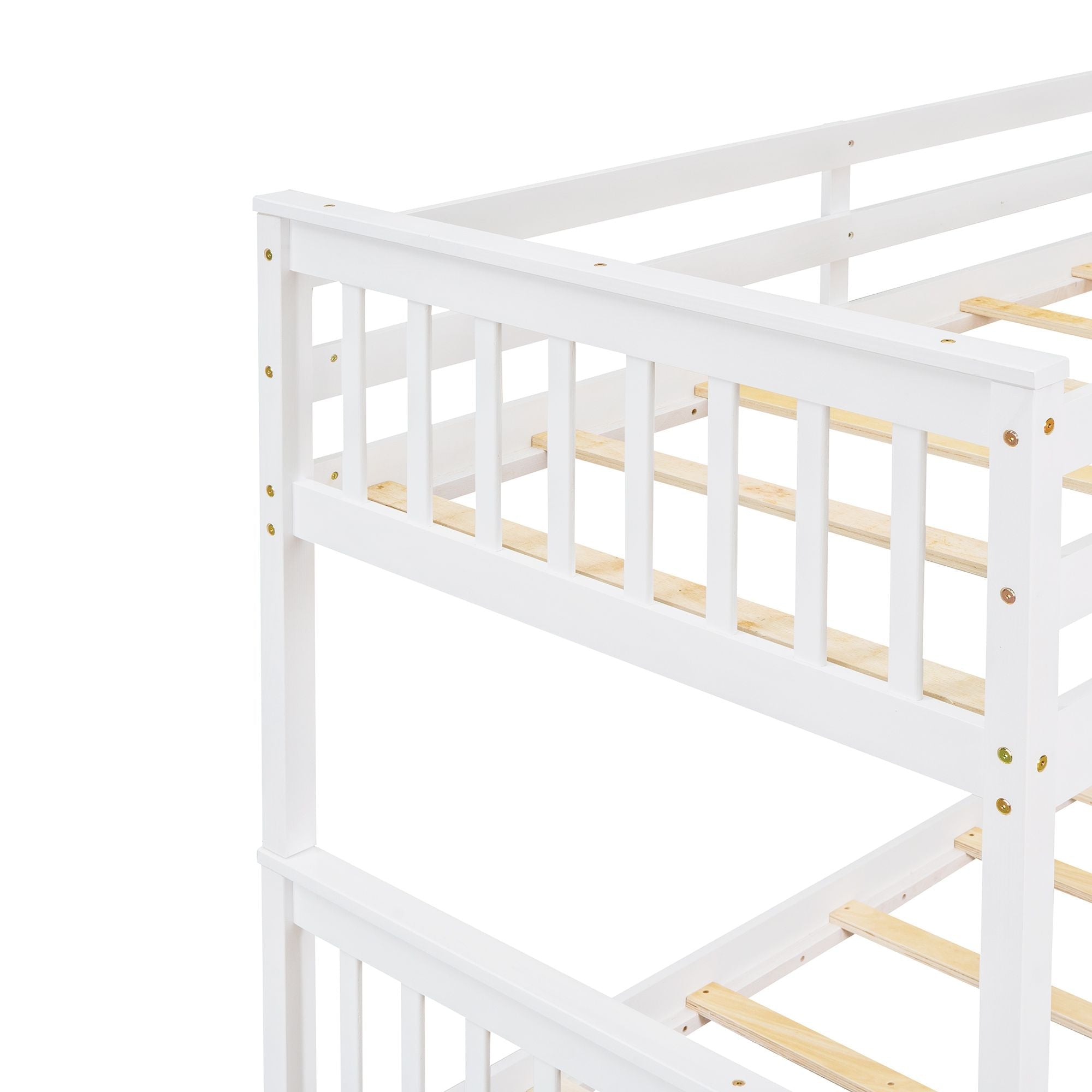 Space-Saving Twin Over Full Wood Bunk Bed with Two Storage Drawers and Ladders, Multiple Colors | Just Better Bunk Beds