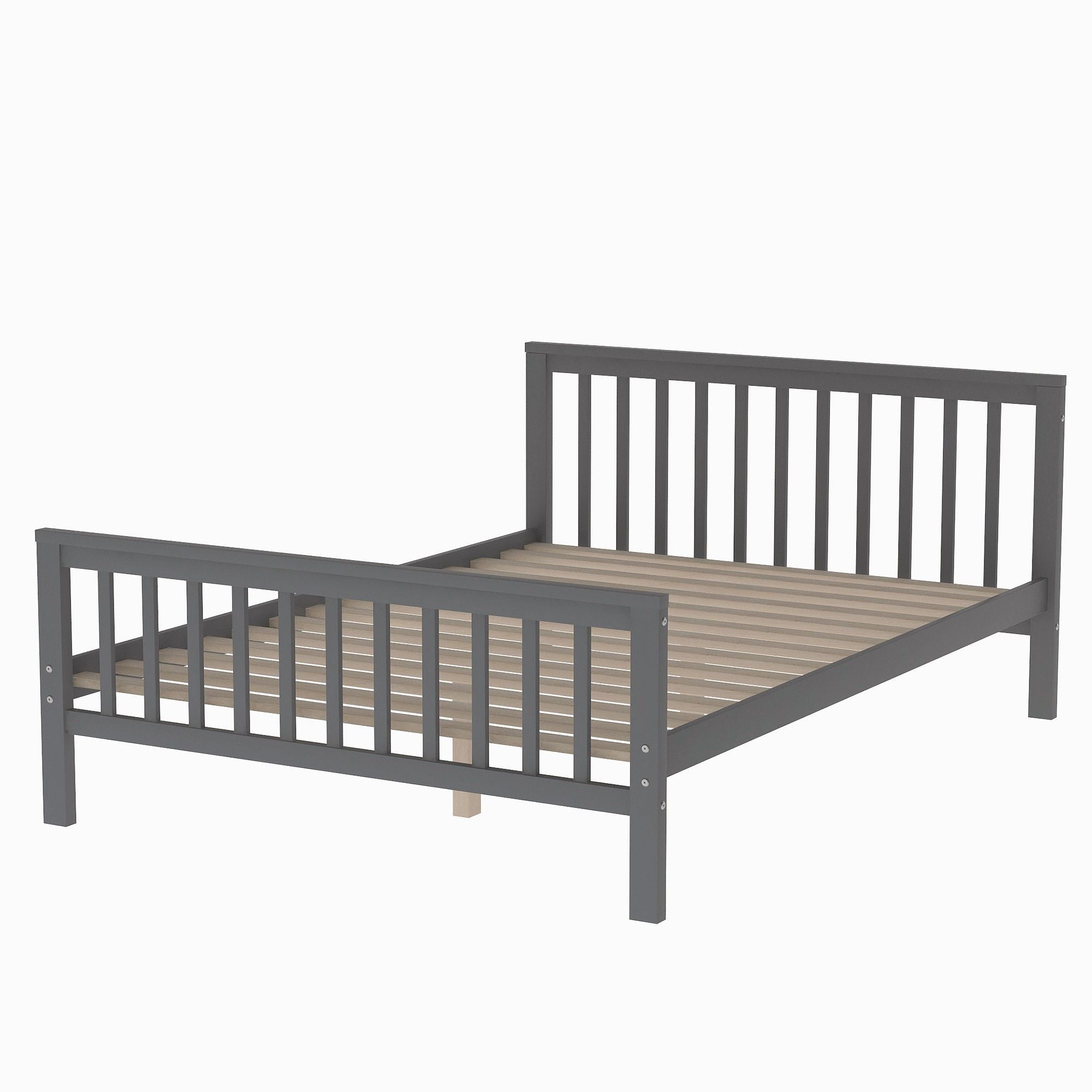 Space-Saving Twin over Full Wood Loft Bed with Staircase and Storage, Gray or White | Just Better Bunk Beds