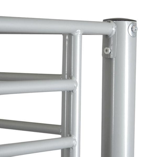 Space-Saving Twin Over Twin Gray Iron Bunk Bed with Ladder for Kids | Just Better Bunk Beds