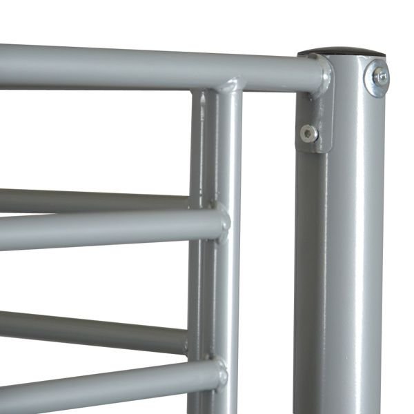 Space-Saving Twin Over Twin Gray Iron Bunk Bed with Ladder for Kids | Just Better Bunk Beds