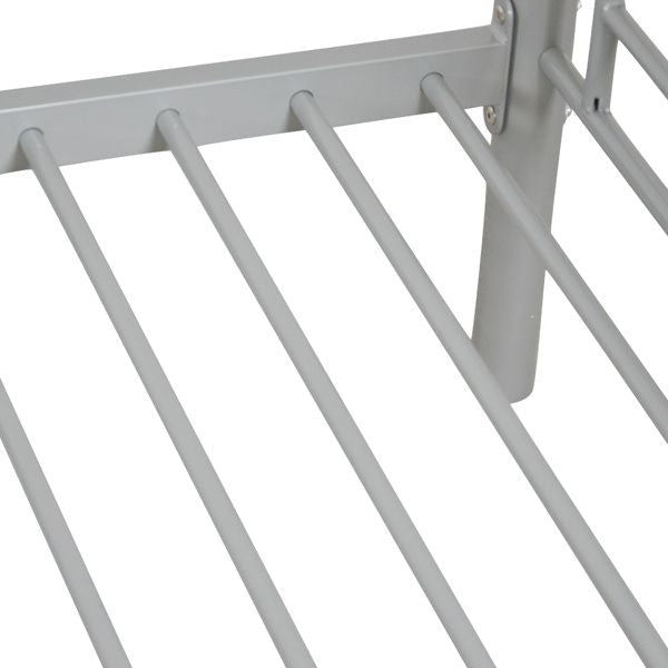 Space-Saving Twin Over Twin Gray Iron Bunk Bed with Ladder for Kids | Just Better Bunk Beds