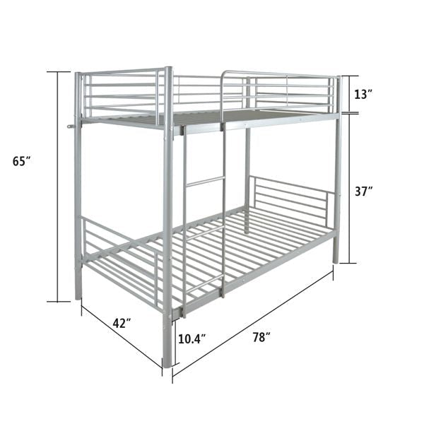 Space-Saving Twin Over Twin Gray Iron Bunk Bed with Ladder for Kids | Just Better Bunk Beds
