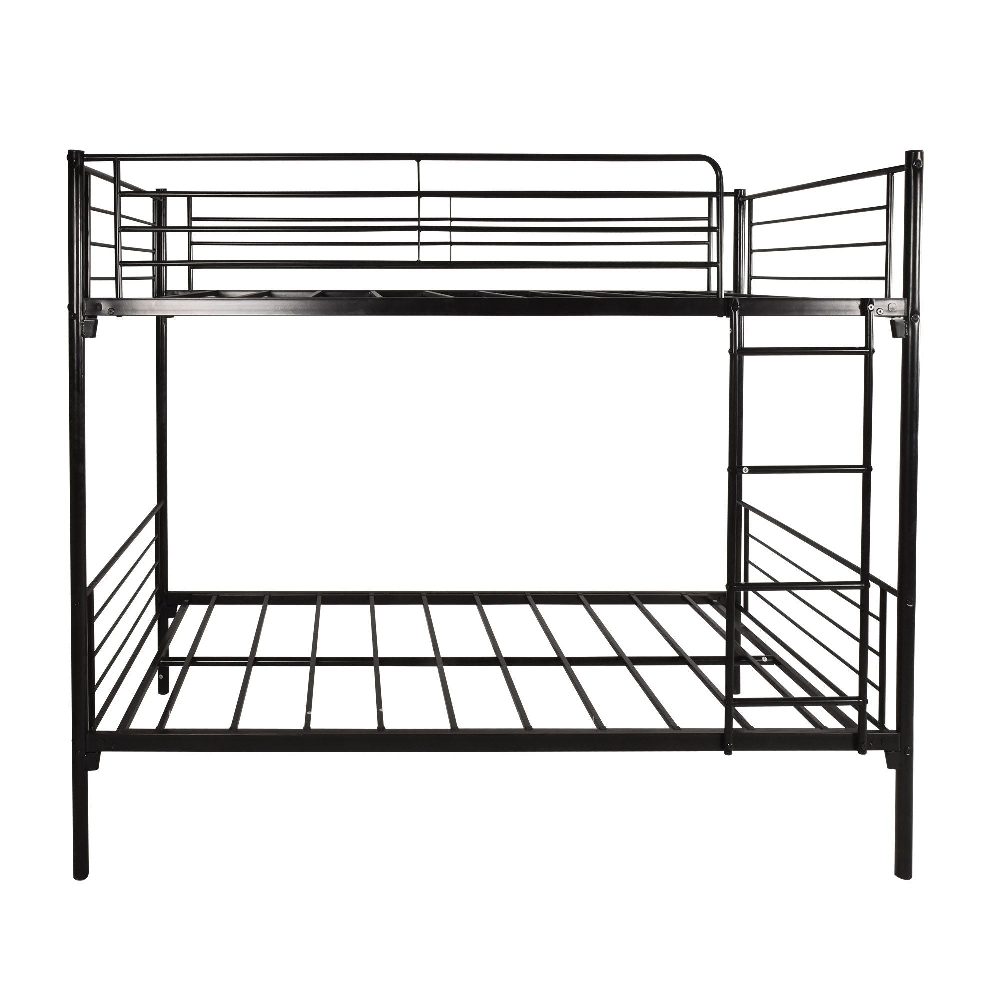 Space-Saving Twin over Twin Metal Bunk Bed with Ladder, Durable Iron Frame Black | Just Better Bunk Beds