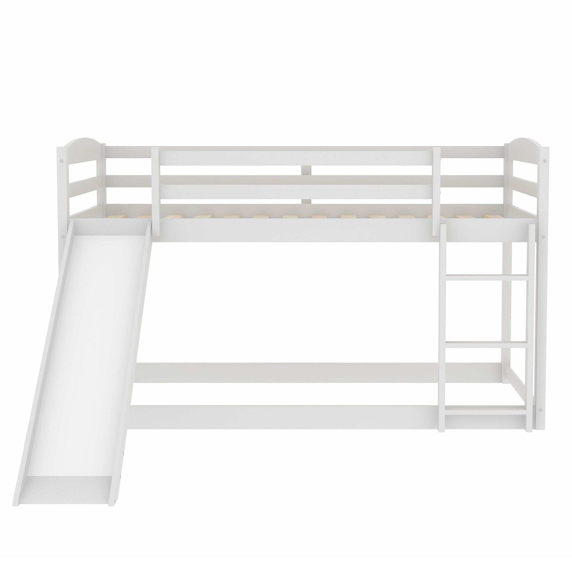 Space-Saving Twin Over Twin Wood Bunk Bed with Convertible Slide and Ladder in Gray | Just Better Bunk Beds