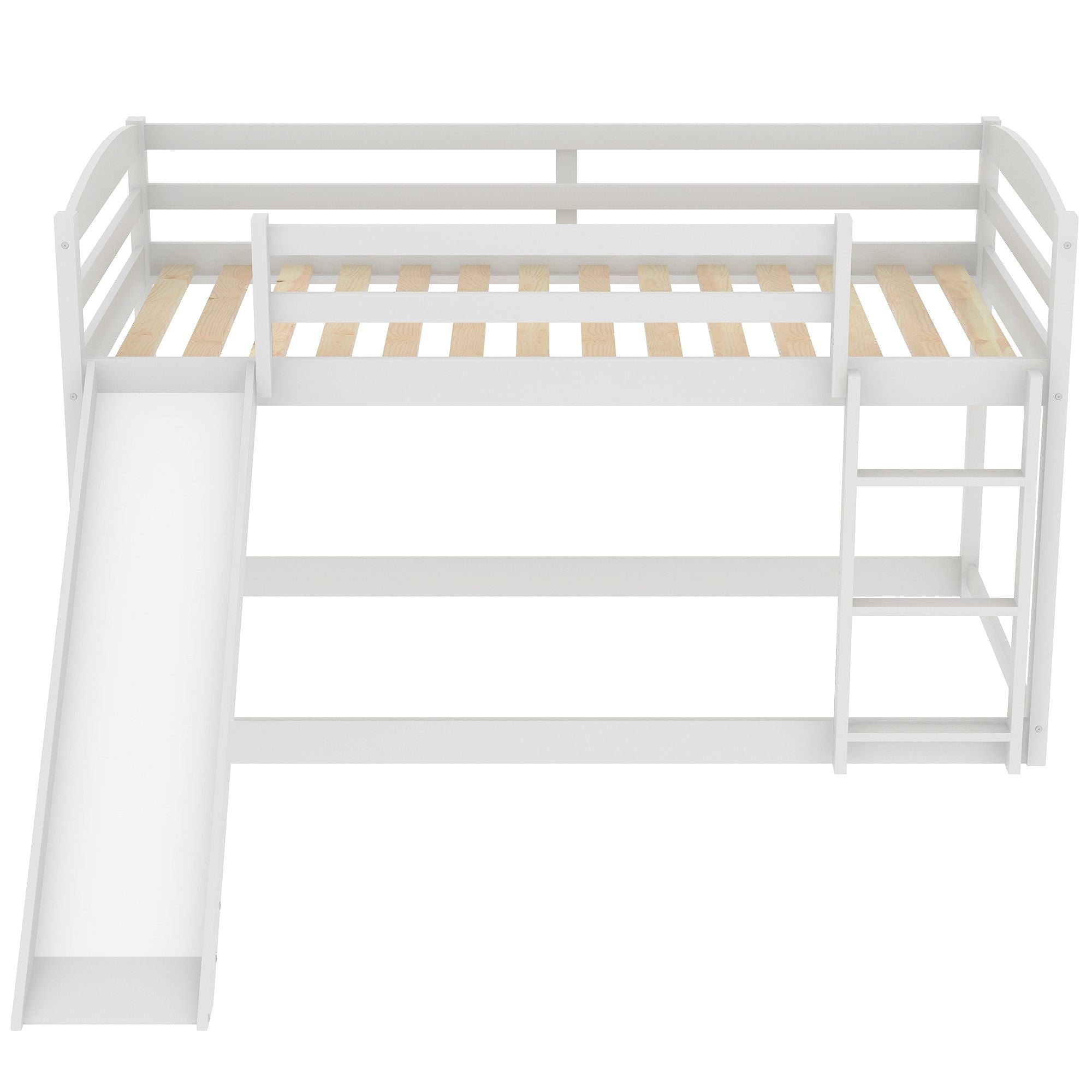 Space-Saving Twin Over Twin Wood Bunk Bed with Convertible Slide and Ladder in Gray | Just Better Bunk Beds