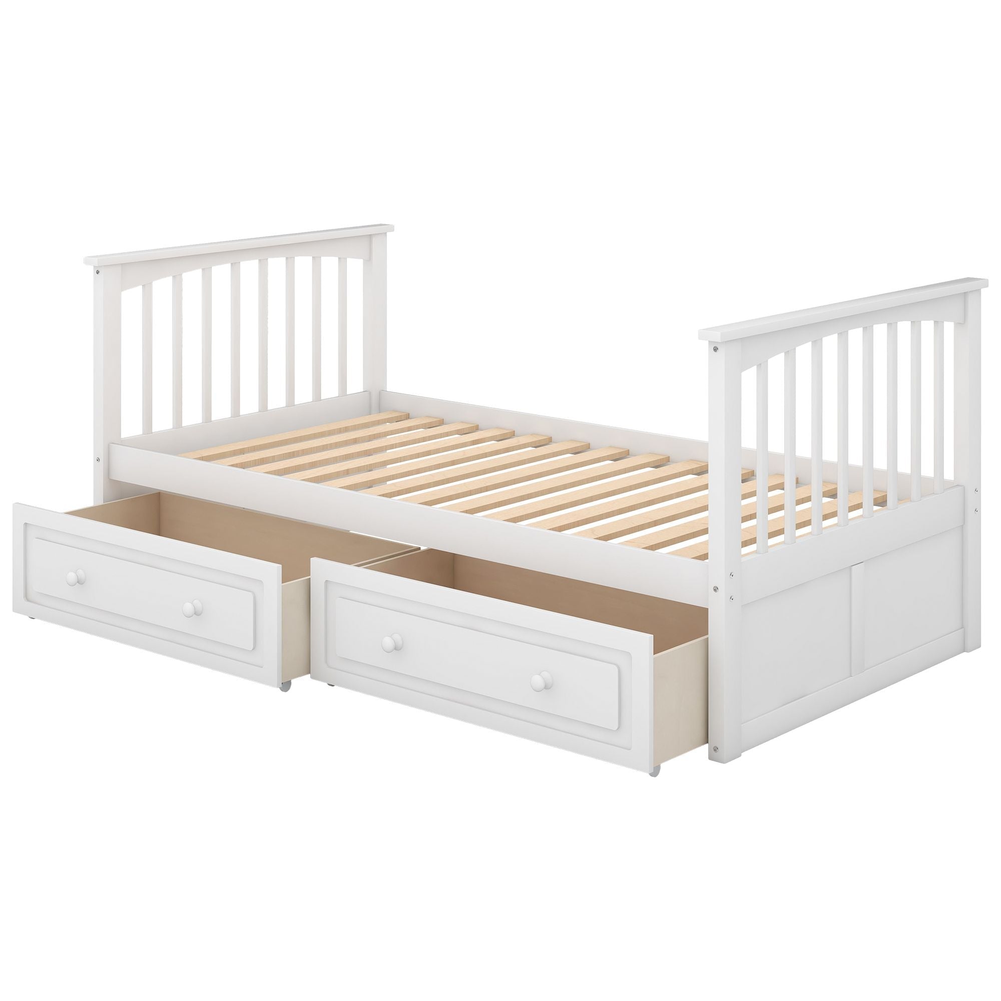 Space-Saving Twin over Twin Wood Bunk Bed with Storage Drawers and Convertible Design in White | Just Better Bunk Beds