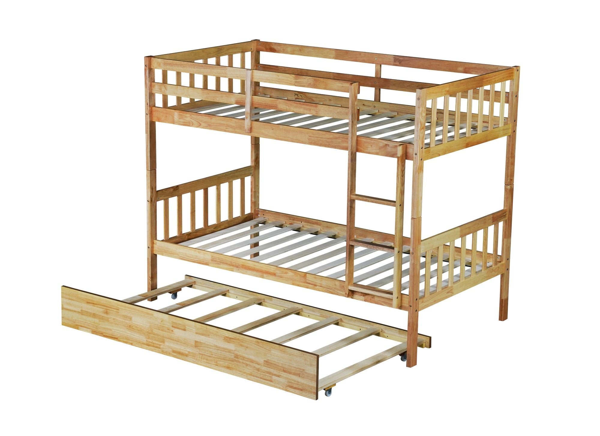 Twin Over Twin Bunk Bed with Trundle and Storage Stairs | Just Better Bunk Beds