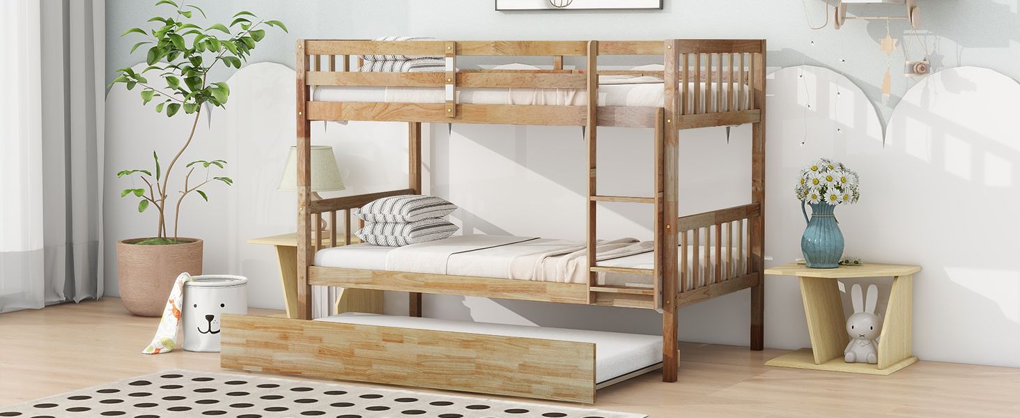 Twin Over Twin Bunk Bed with Trundle and Storage Stairs | Just Better Bunk Beds