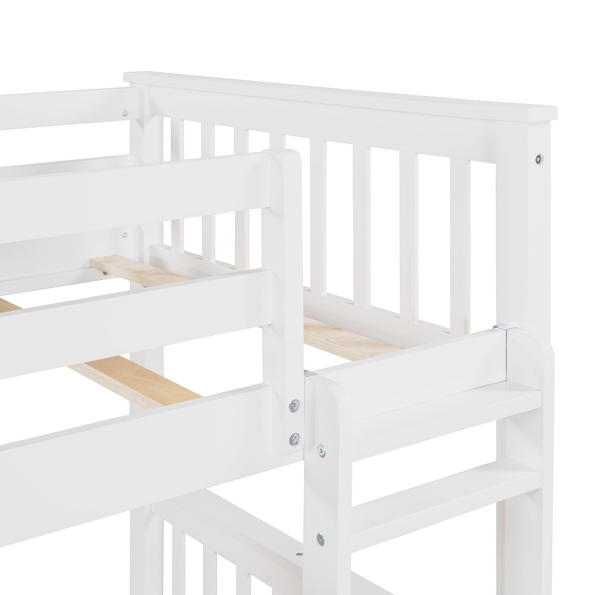 Space-Saving Twin Over Twin Wood Bunk Bed with Two Storage Drawers and Ladders in Multiple Finishes | Just Better Bunk Beds