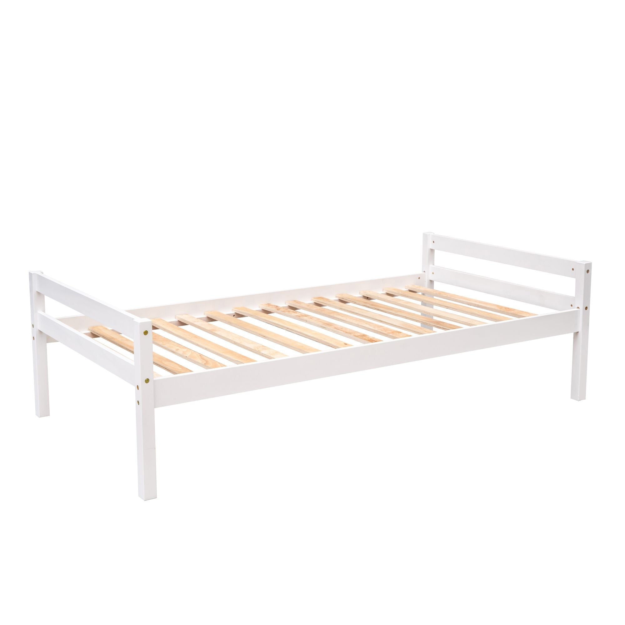 Space-Saving Twin Over Twin Wood Loft Bed with Desk, Storage Staircase, Stand-Alone Bed in White | Just Better Bunk Beds