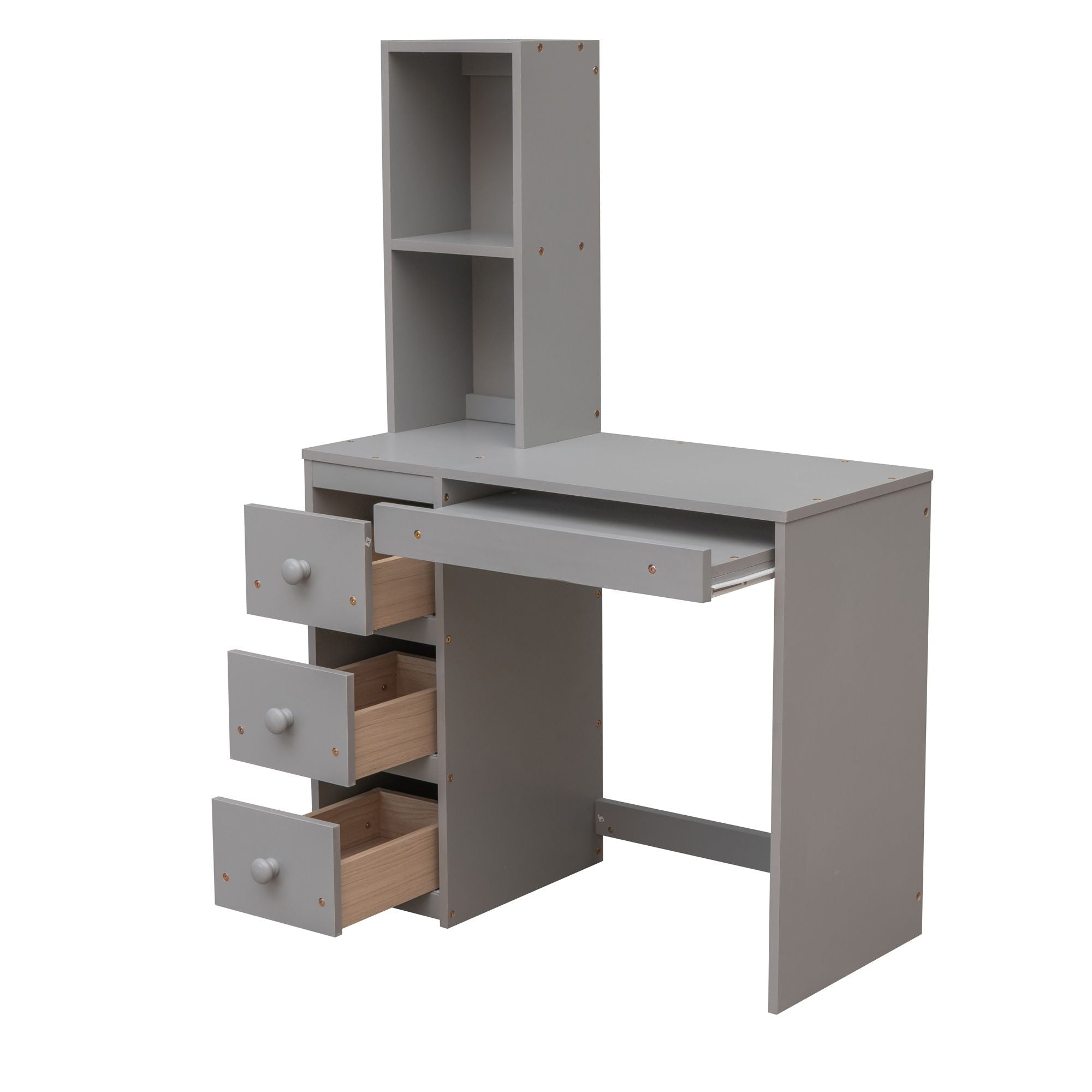 Space-Saving Twin Over Twin Wood Loft Bed with Desk, Storage Staircase, Stand-Alone Bed in White | Just Better Bunk Beds
