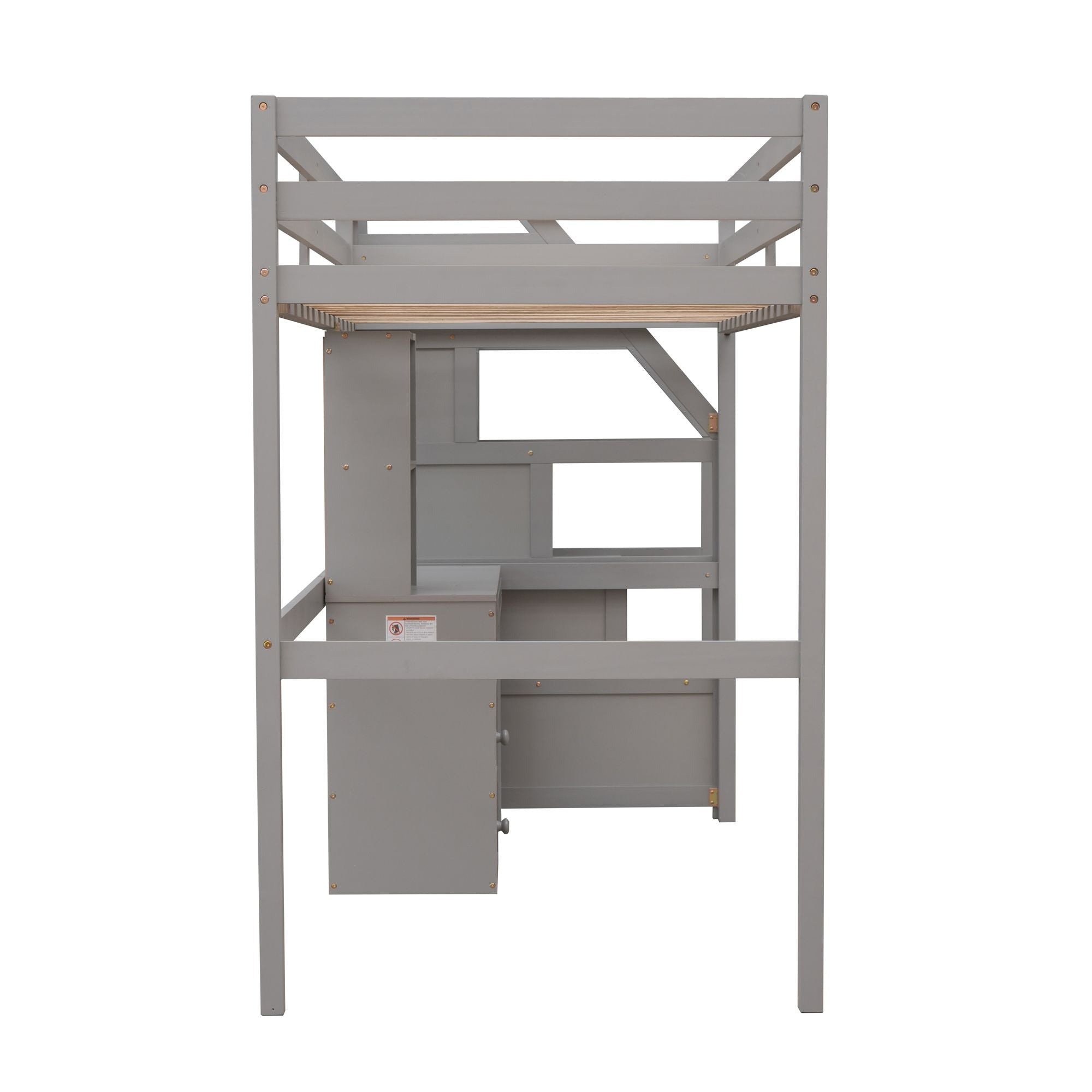 Space-Saving Twin Over Twin Wood Loft Bed with Desk, Storage Staircase, Stand-Alone Bed in White | Just Better Bunk Beds