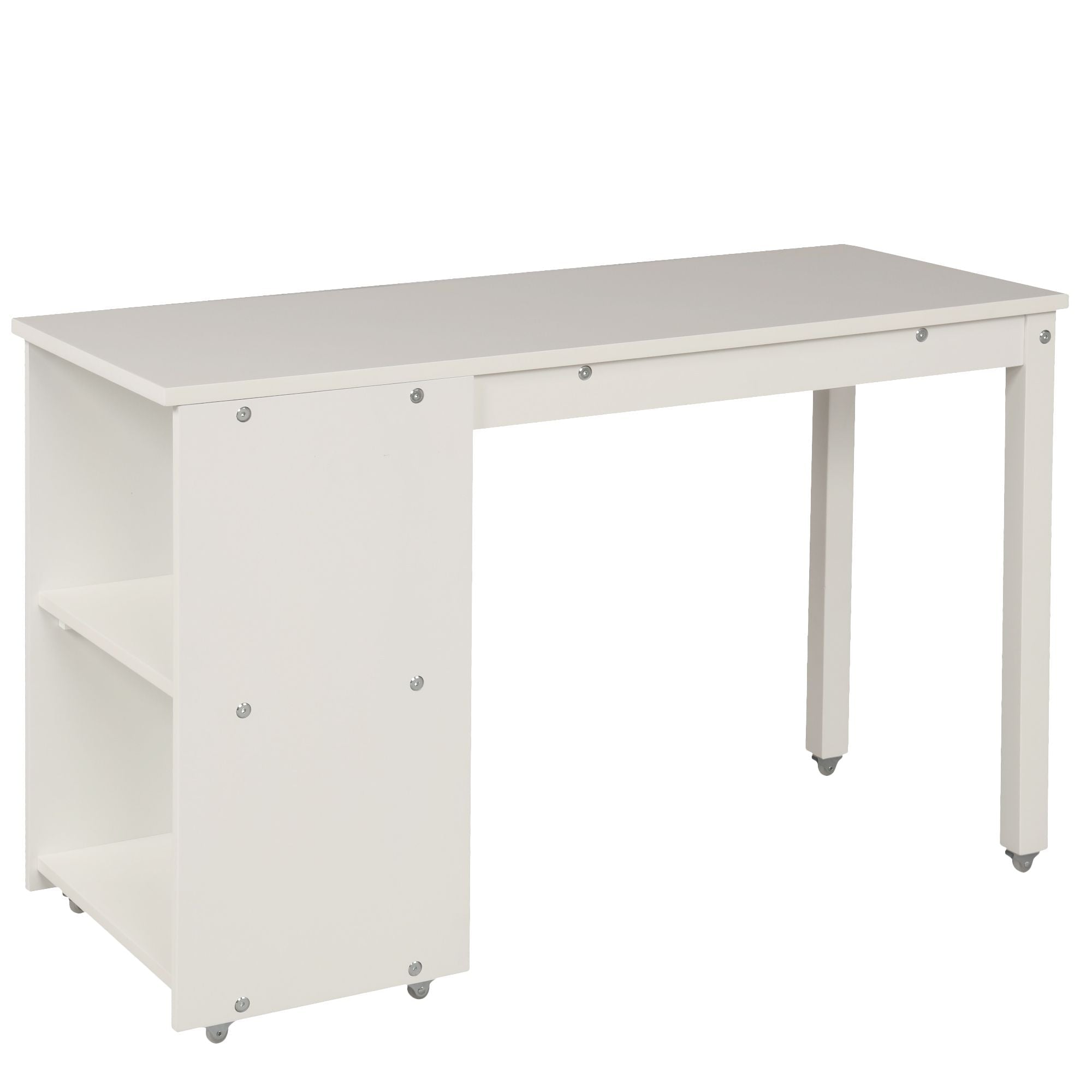 Space-Saving Twin Wood Loft Bed with Cabinet and Rolling Desk in White, Gray, Espresso | Just Better Bunk Beds