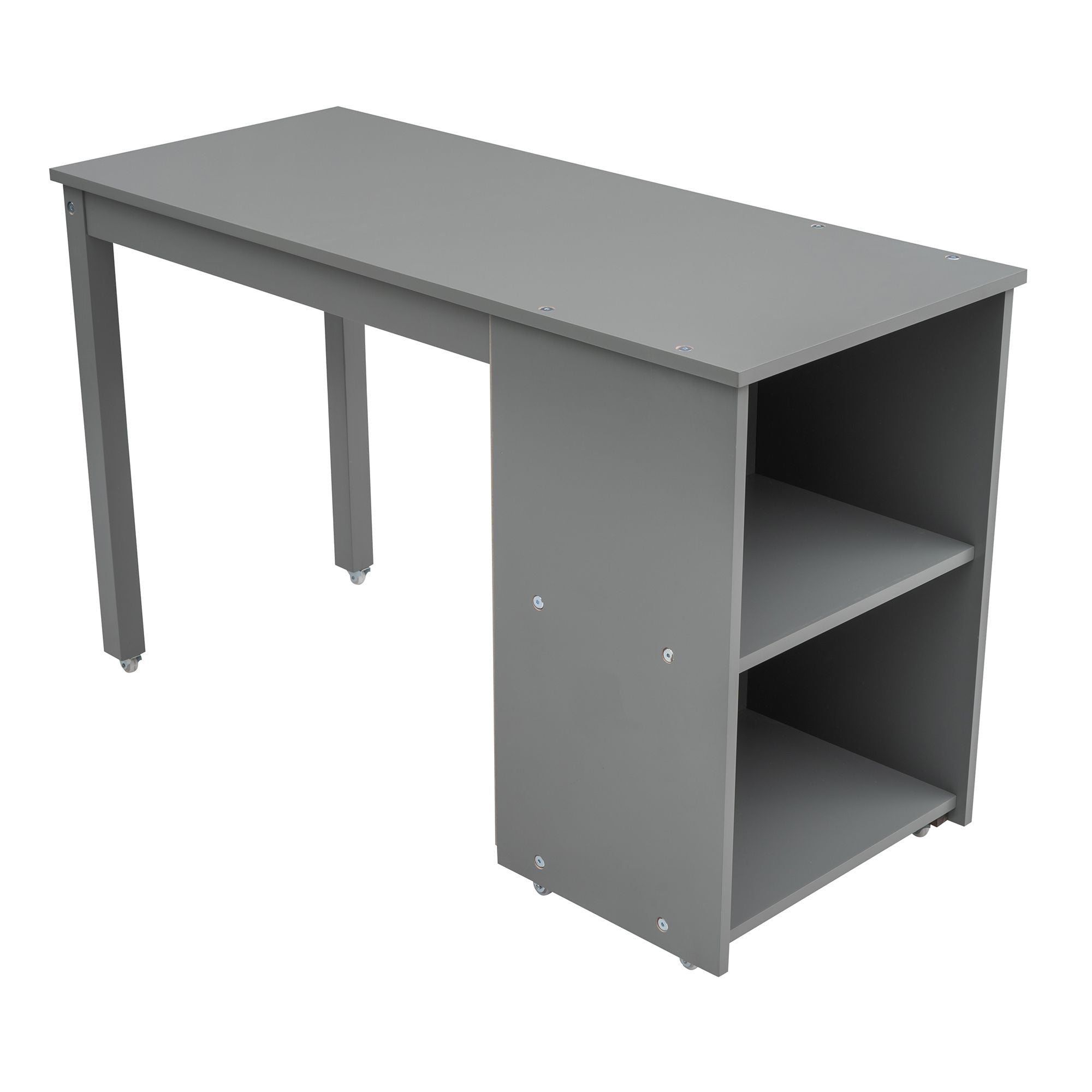Space-Saving Twin Wood Loft Bed with Cabinet and Rolling Desk in White, Gray, Espresso | Just Better Bunk Beds