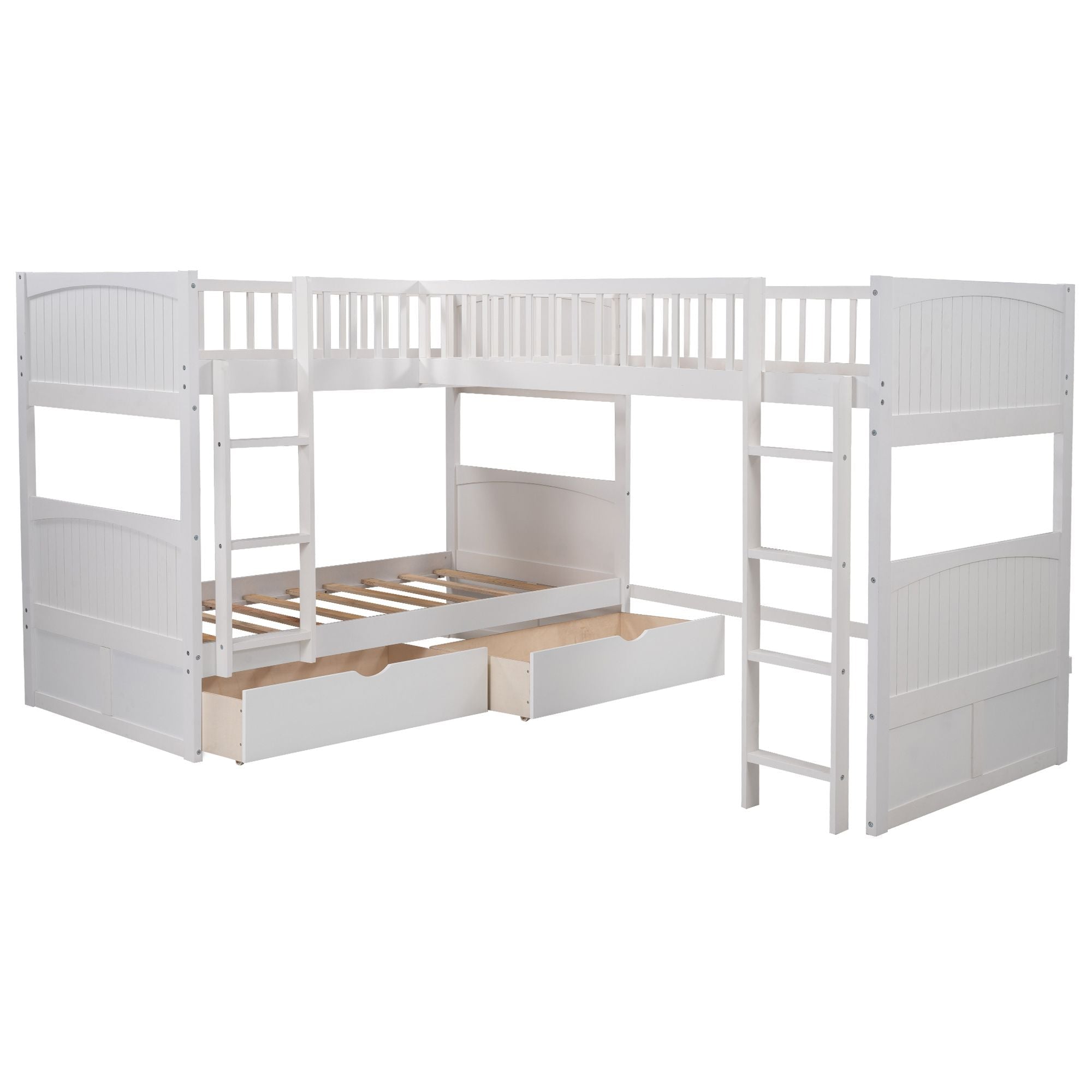 Space-Saving Twin Wood Loft Bed with Two Storage Drawers, Gray or White | Just Better Bunk Beds