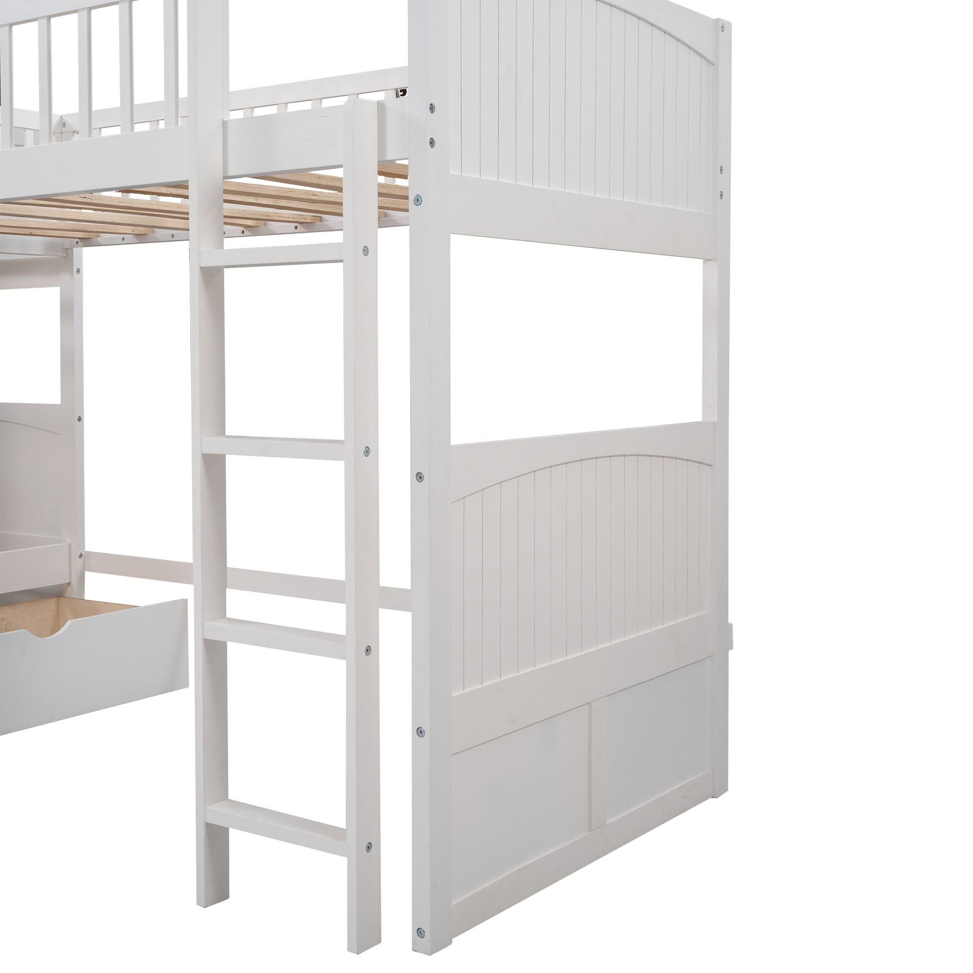 Space-Saving Twin Wood Loft Bed with Two Storage Drawers, Gray or White | Just Better Bunk Beds