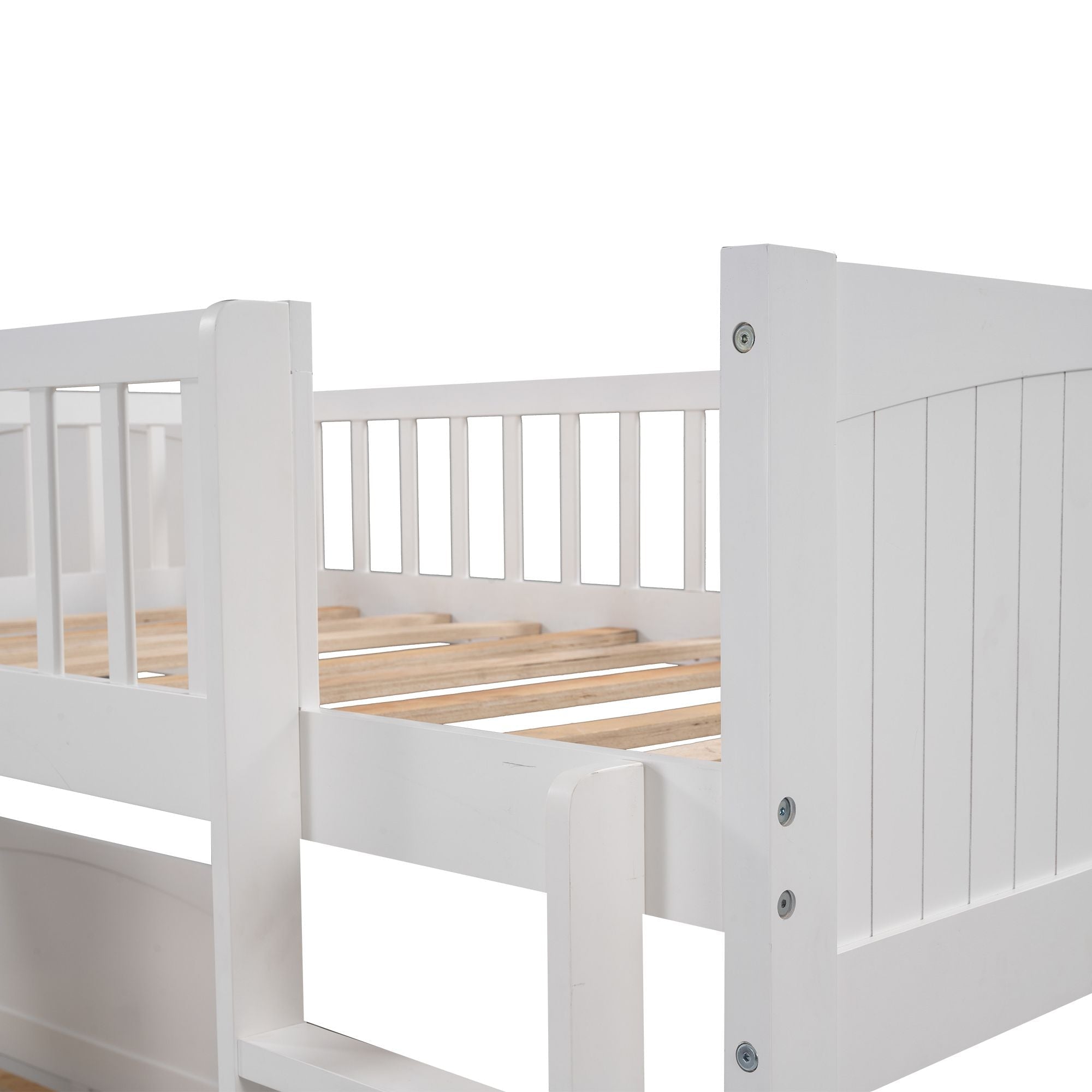 Space-Saving Twin Wood Loft Bed with Two Storage Drawers, Gray or White | Just Better Bunk Beds