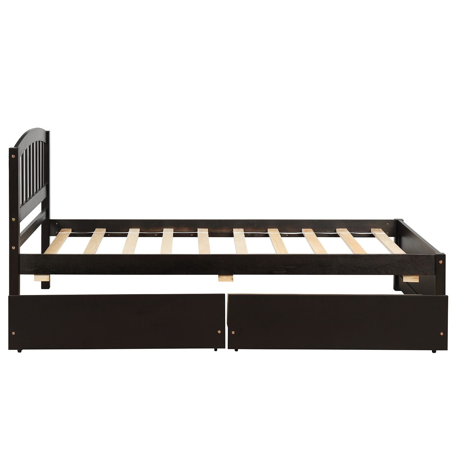 Space-Saving Twin Wood Platform Bed with Two Storage Drawers, White, Espresso, or Gray | Just Better Bunk Beds