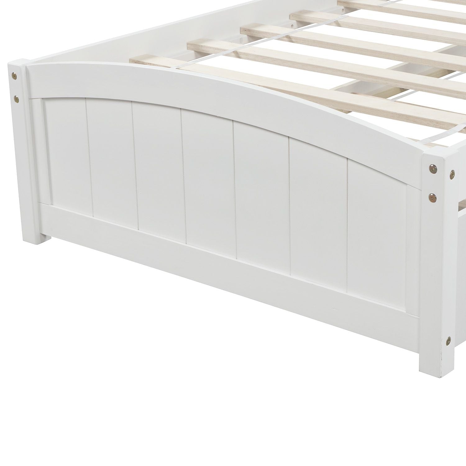 Space-Saving Twin Wood Platform Bed with Two Storage Drawers, White, Espresso, or Gray | Just Better Bunk Beds