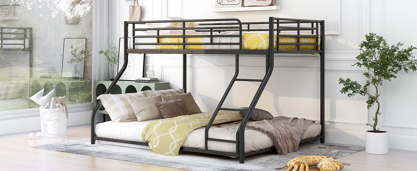 Space-Saving Twin XL over Queen Metal Bunk Bed with Black Finish for Kids and Guests | Just Better Bunk Beds