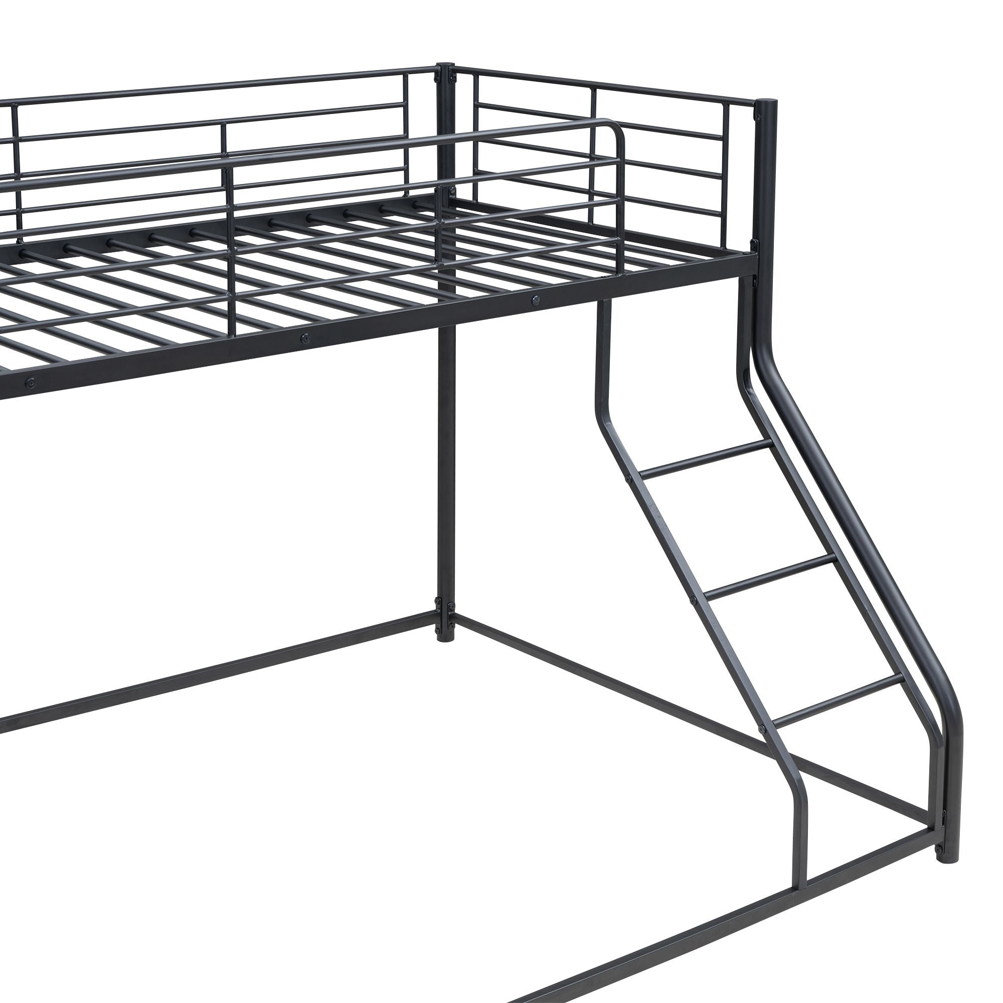 Space-Saving Twin XL over Queen Metal Bunk Bed with Black Finish for Kids and Guests | Just Better Bunk Beds
