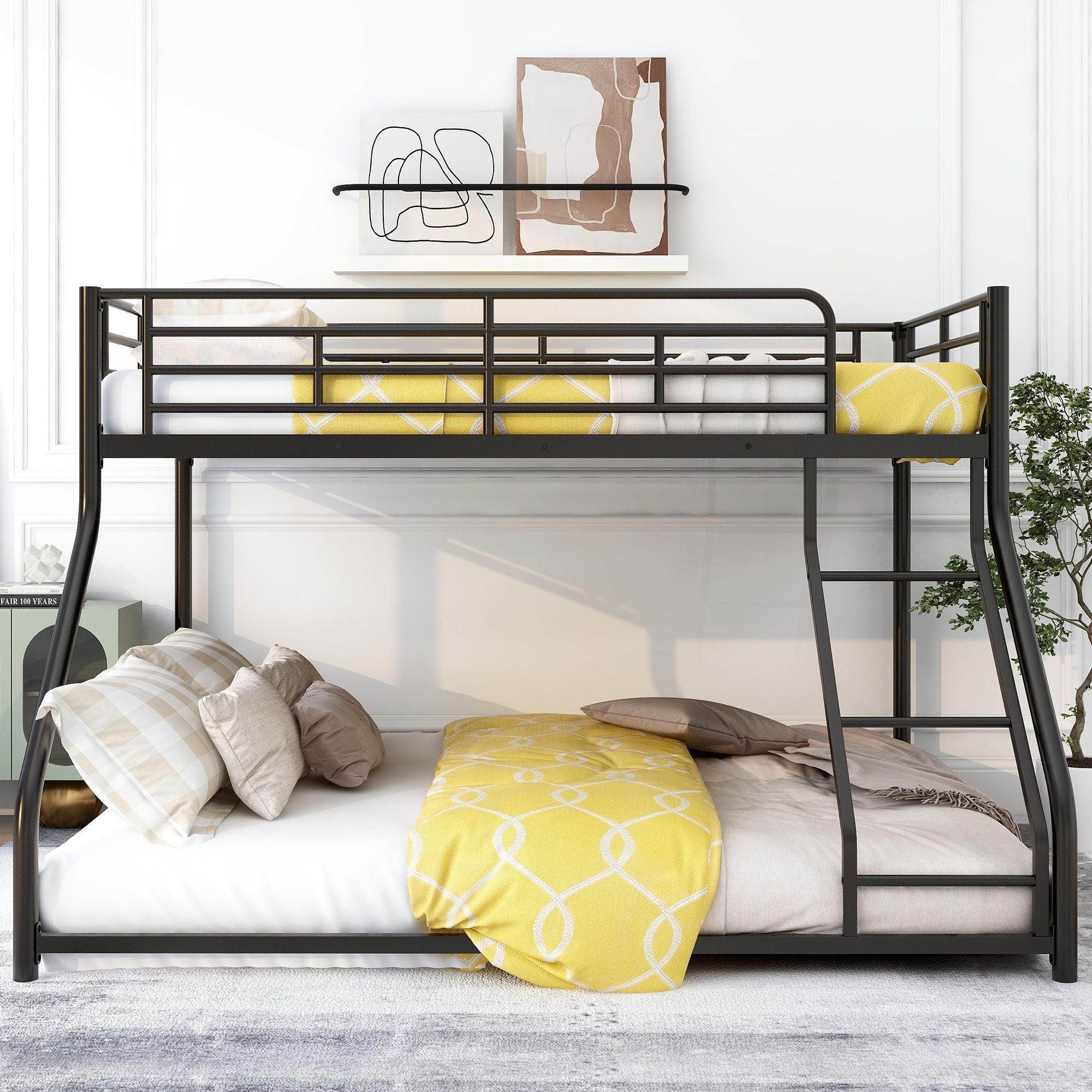 Space-Saving Twin XL over Queen Metal Bunk Bed with Black Finish for Kids and Guests | Just Better Bunk Beds
