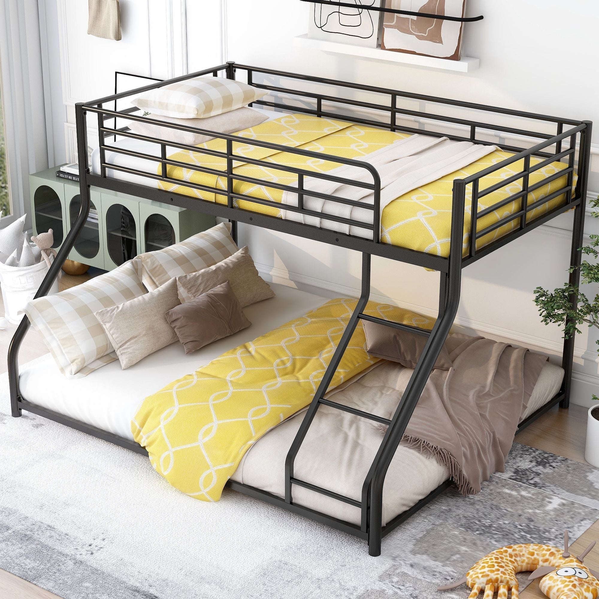 Space-Saving Twin XL over Queen Metal Bunk Bed with Black Finish for Kids and Guests | Just Better Bunk Beds