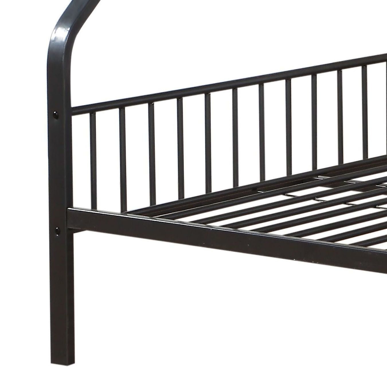 Space-Saving Twin XL Over Queen Metal Bunk Bed with Built-In Ladder, Gunmetal | Just Better Bunk Beds