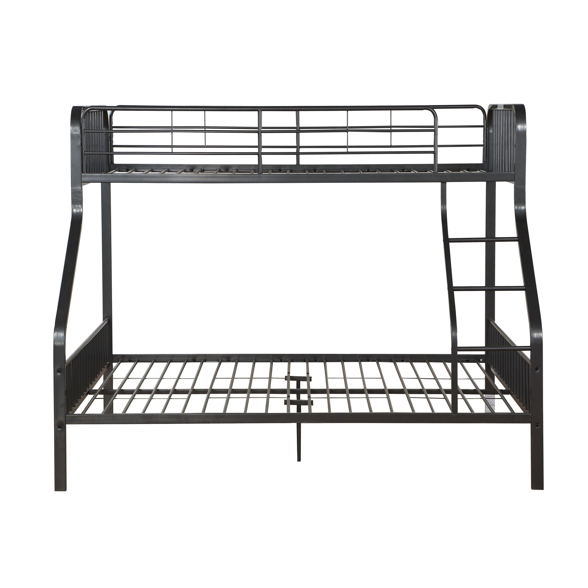 Space-Saving Twin XL Over Queen Metal Bunk Bed with Built-In Ladder, Gunmetal | Just Better Bunk Beds