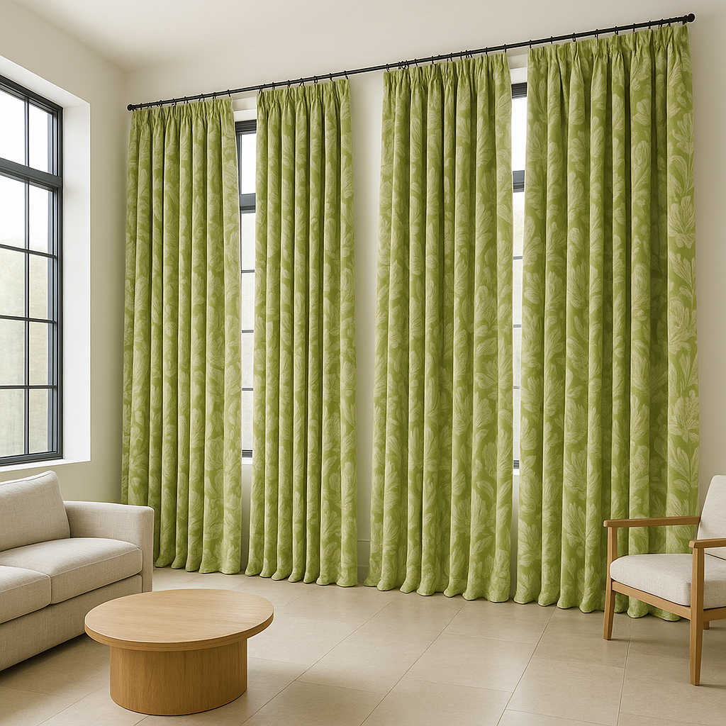 Pure Linen Floral Jacquard Curtains – Made-to-Measure Blackout or Cotton Lined – 8 Colours-3