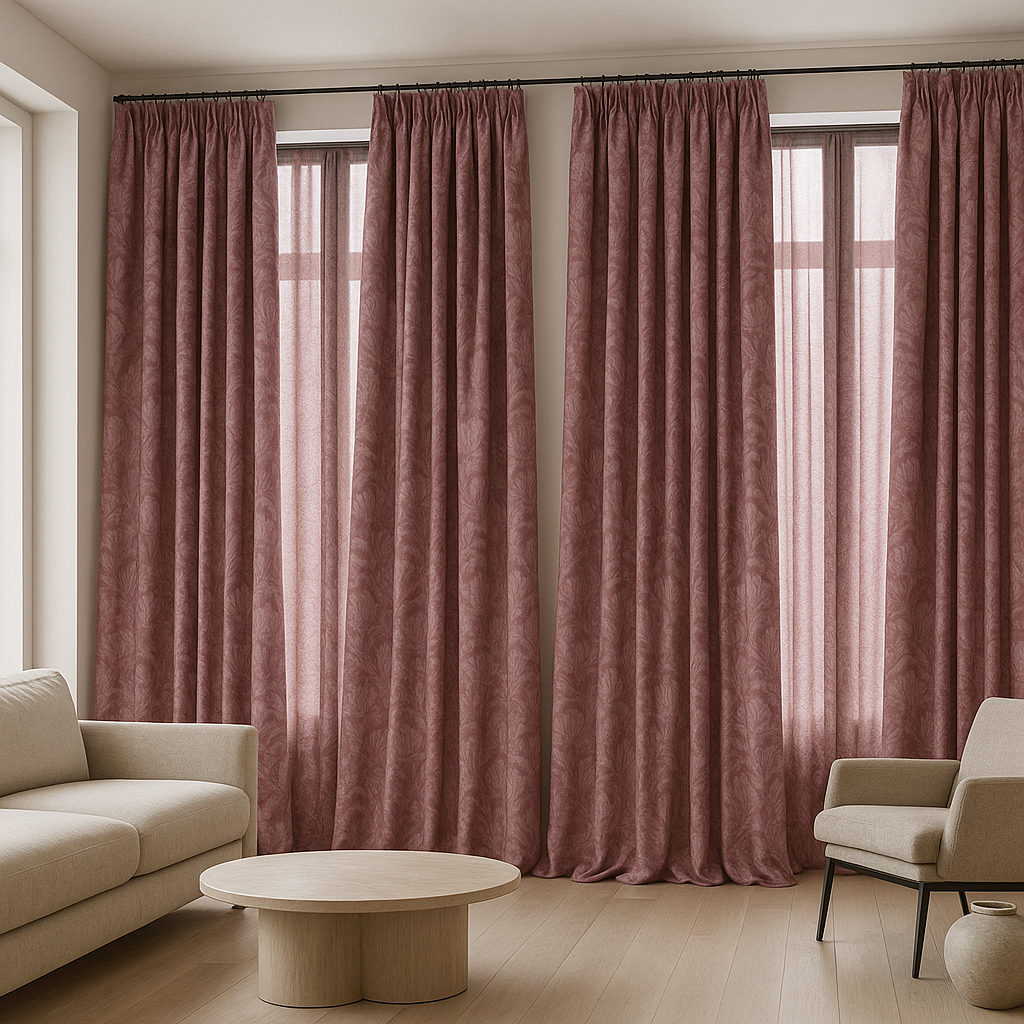 Pure Linen Floral Jacquard Curtains – Made-to-Measure Blackout or Cotton Lined – 8 Colours-4